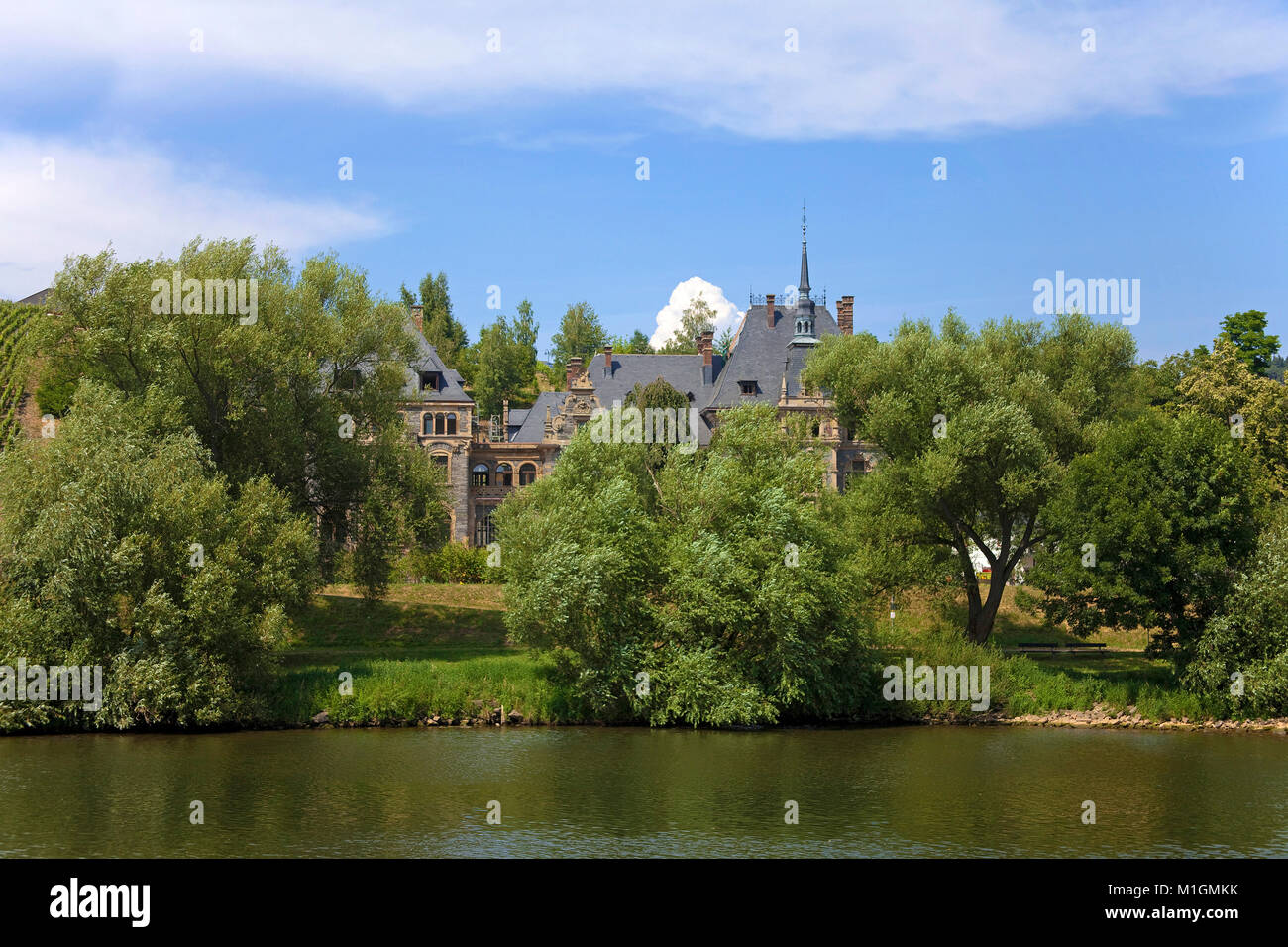 Lieser Castillo, antiguo viñedo hoy un hotel de 5 estrellas en el río Mosela, Lieser, río Mosela, Renania-Palatinado, Alemania, Europa Foto de stock