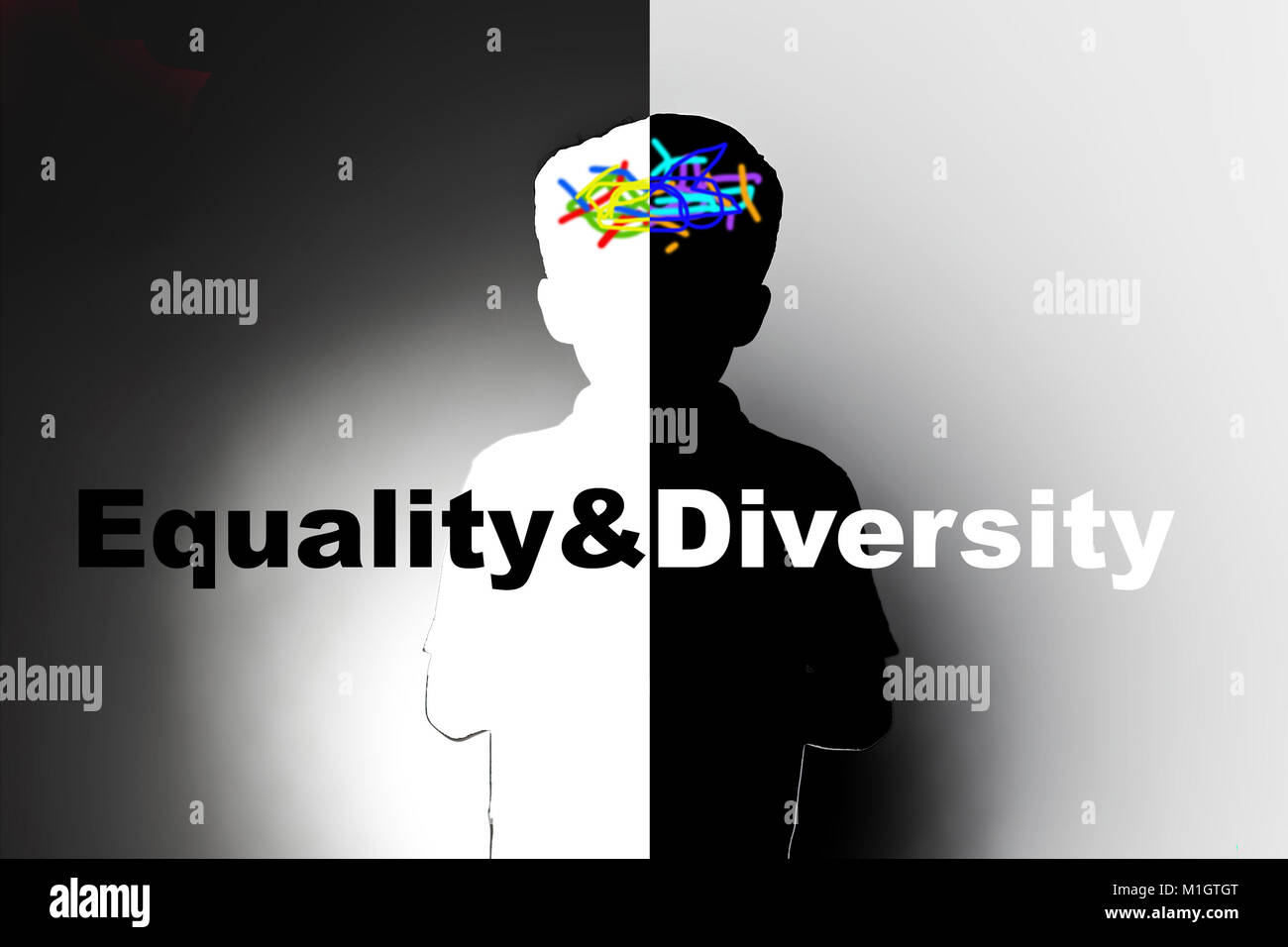 La igualdad y la diversidad en los niños, la educación y la discriminación racial Foto de stock