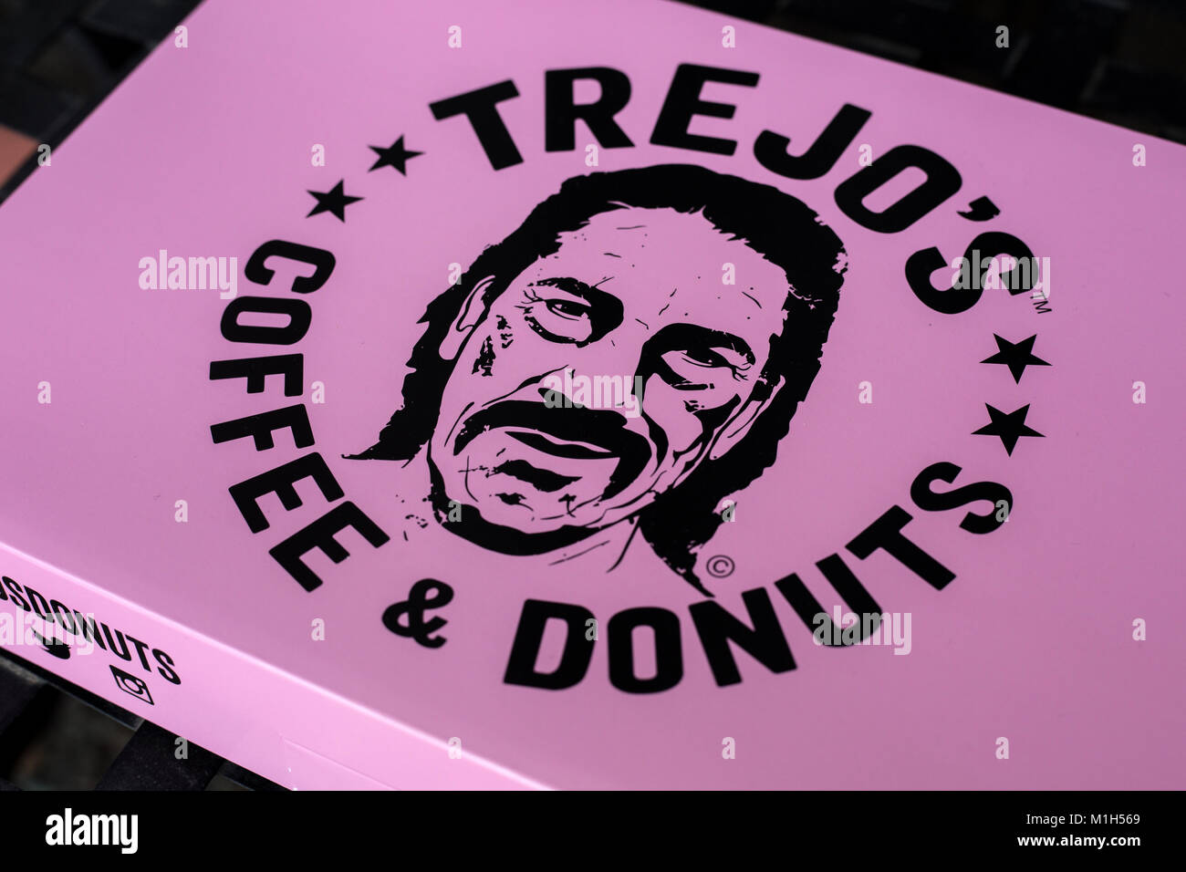 Trejo's Coffee & Donuts Box Foto de stock