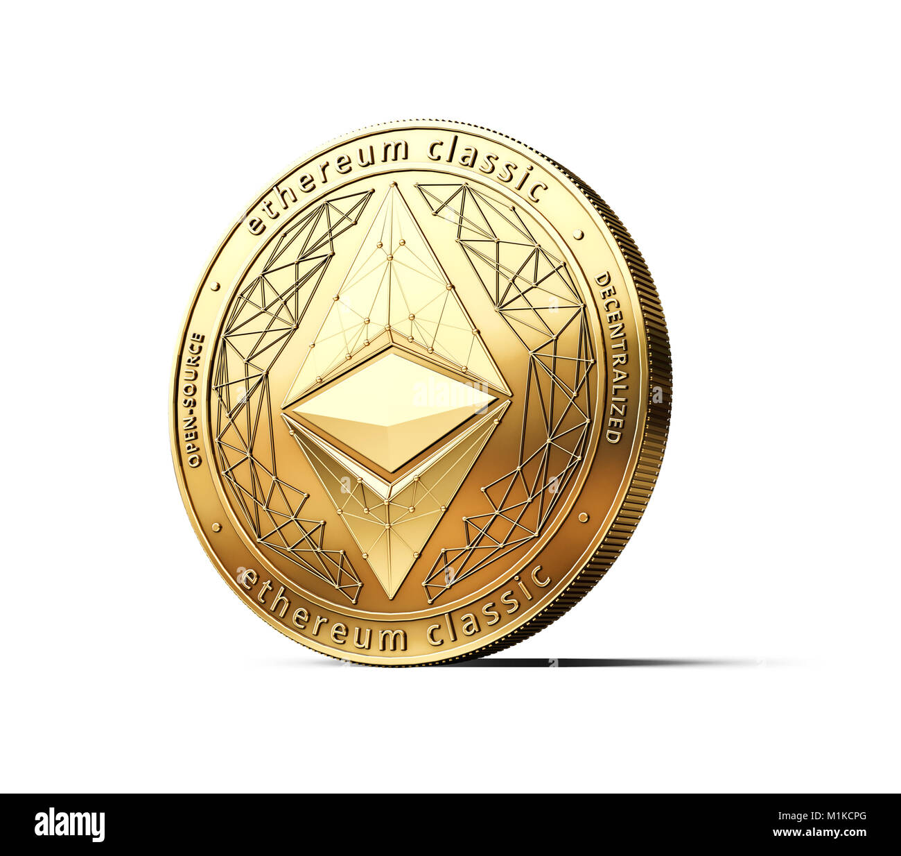 Golden Ethereum ETC cryptocurrency clásico concepto físico coin aislado  sobre fondo blanco. 3D rendering Fotografía de stock - Alamy