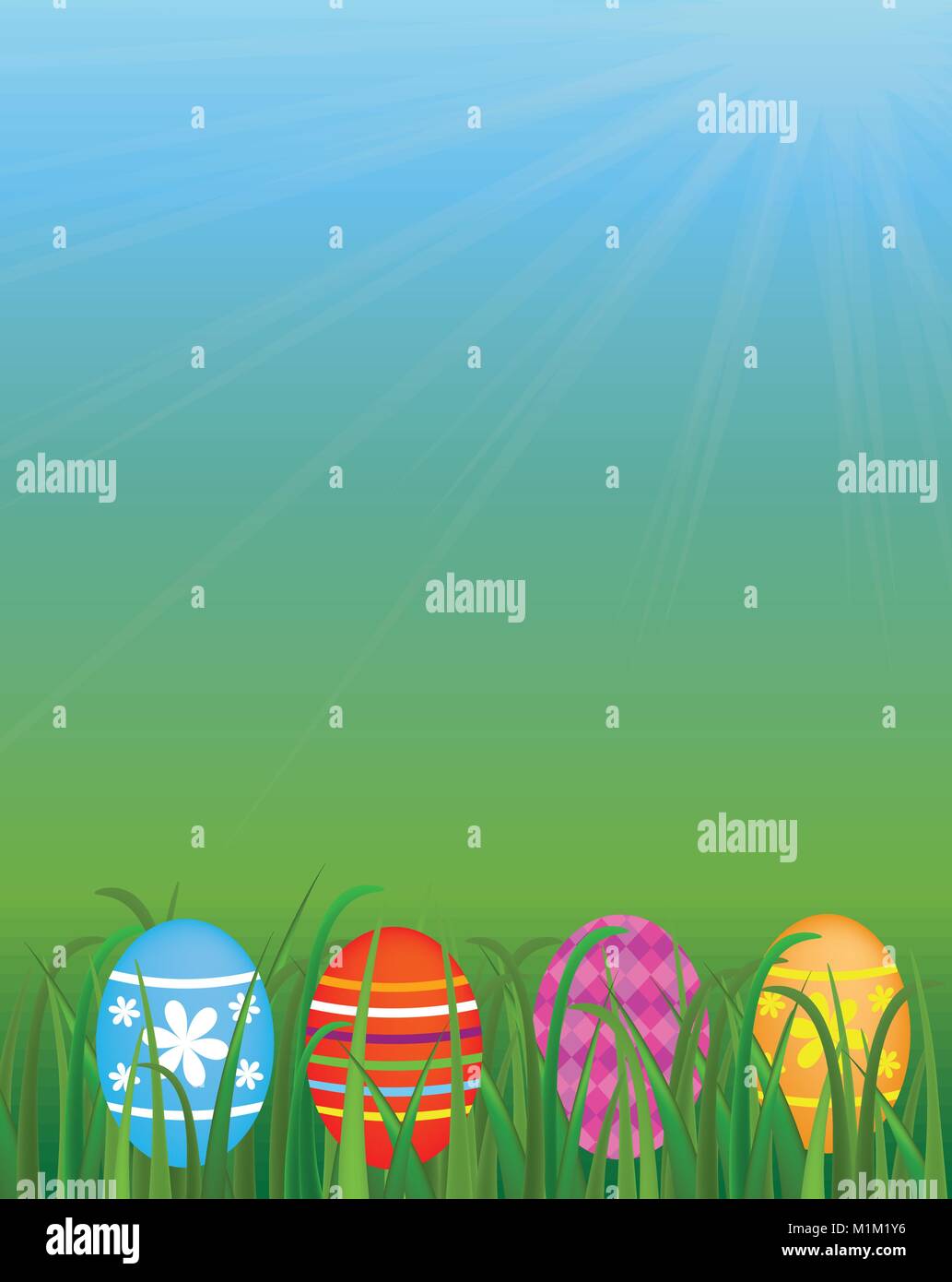 Los huevos de Pascua en la hierba, vector Ilustración del Vector