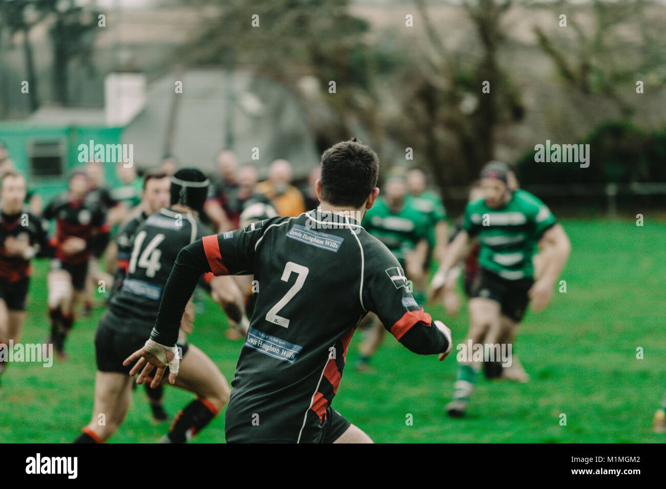 Penryn vs Hayle RFC RFC en el Memorial Stadium, Penryn, Cornualles, en el Reino Unido, 27 de enero de 2018 Foto de stock