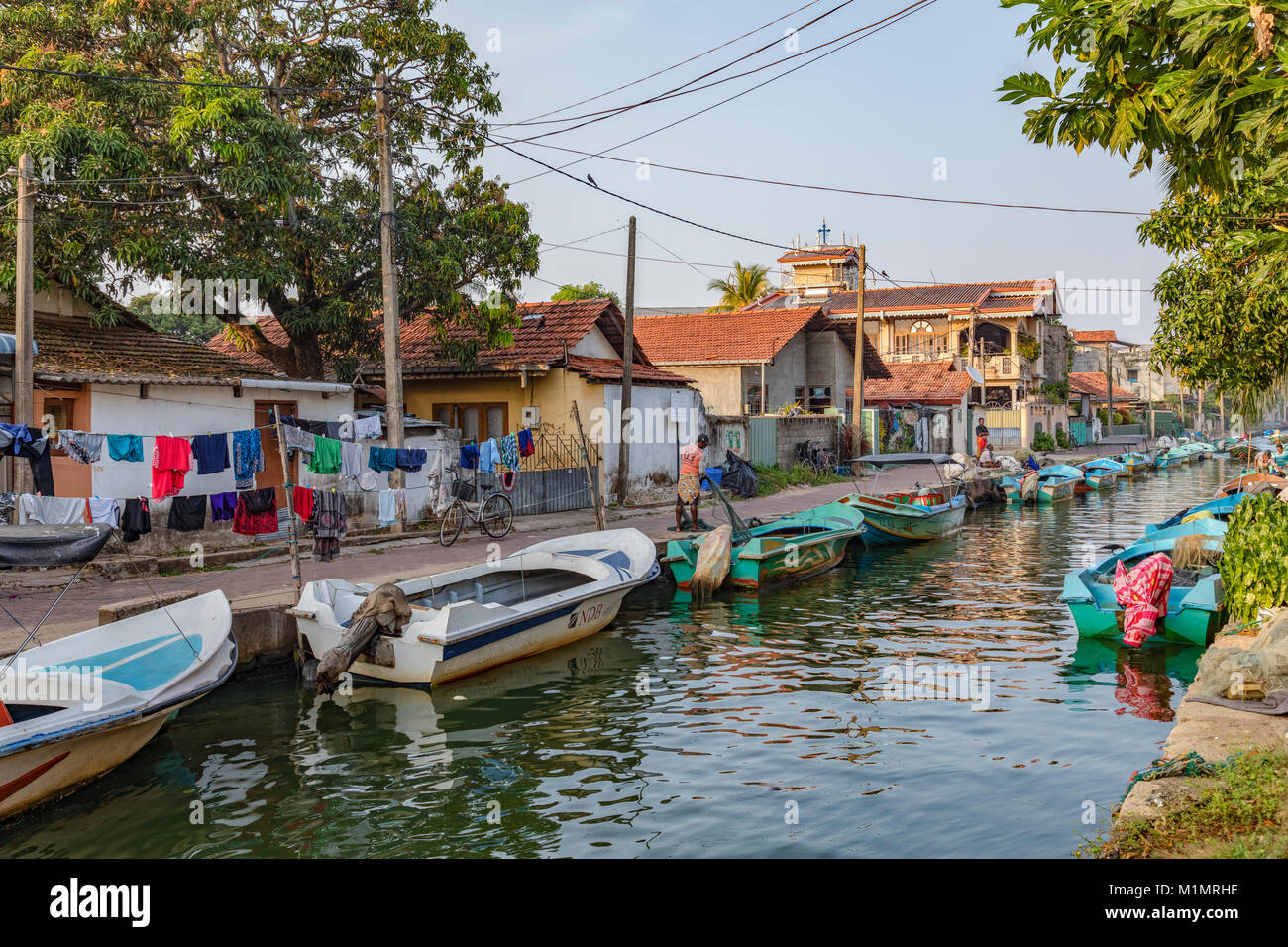 Laguna de Negombo, Canal Holandés, Negombo, Colombo, Sri Lanka, la Provincia Occidental, Asia Foto de stock