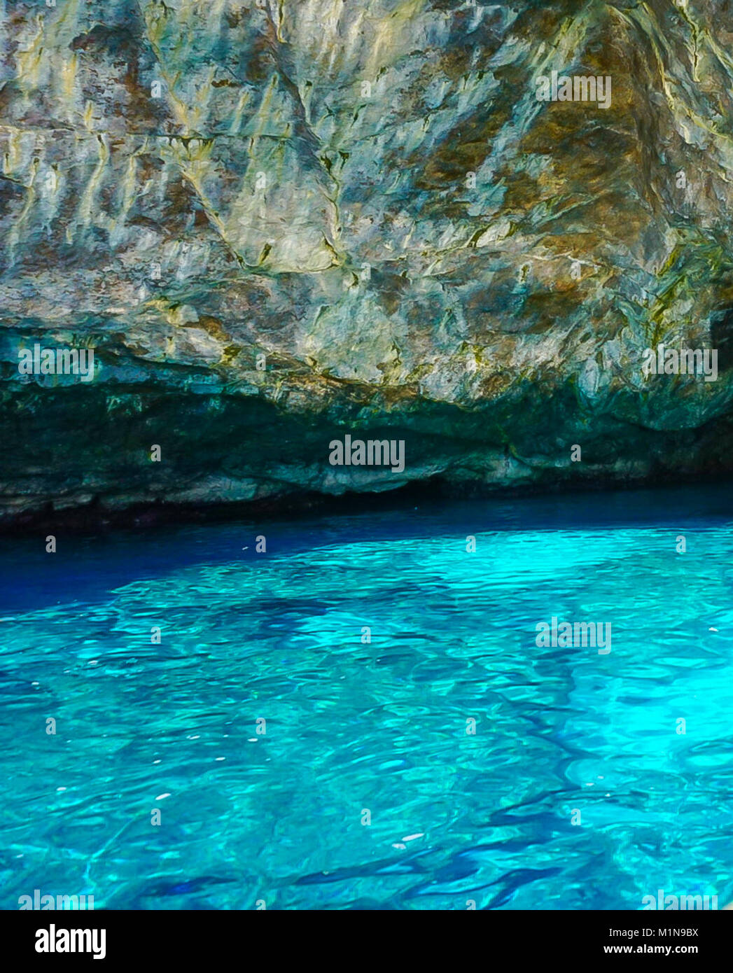 La Grotta Verde (Green Grotto) en la costa de Capri, Italia Foto de stock