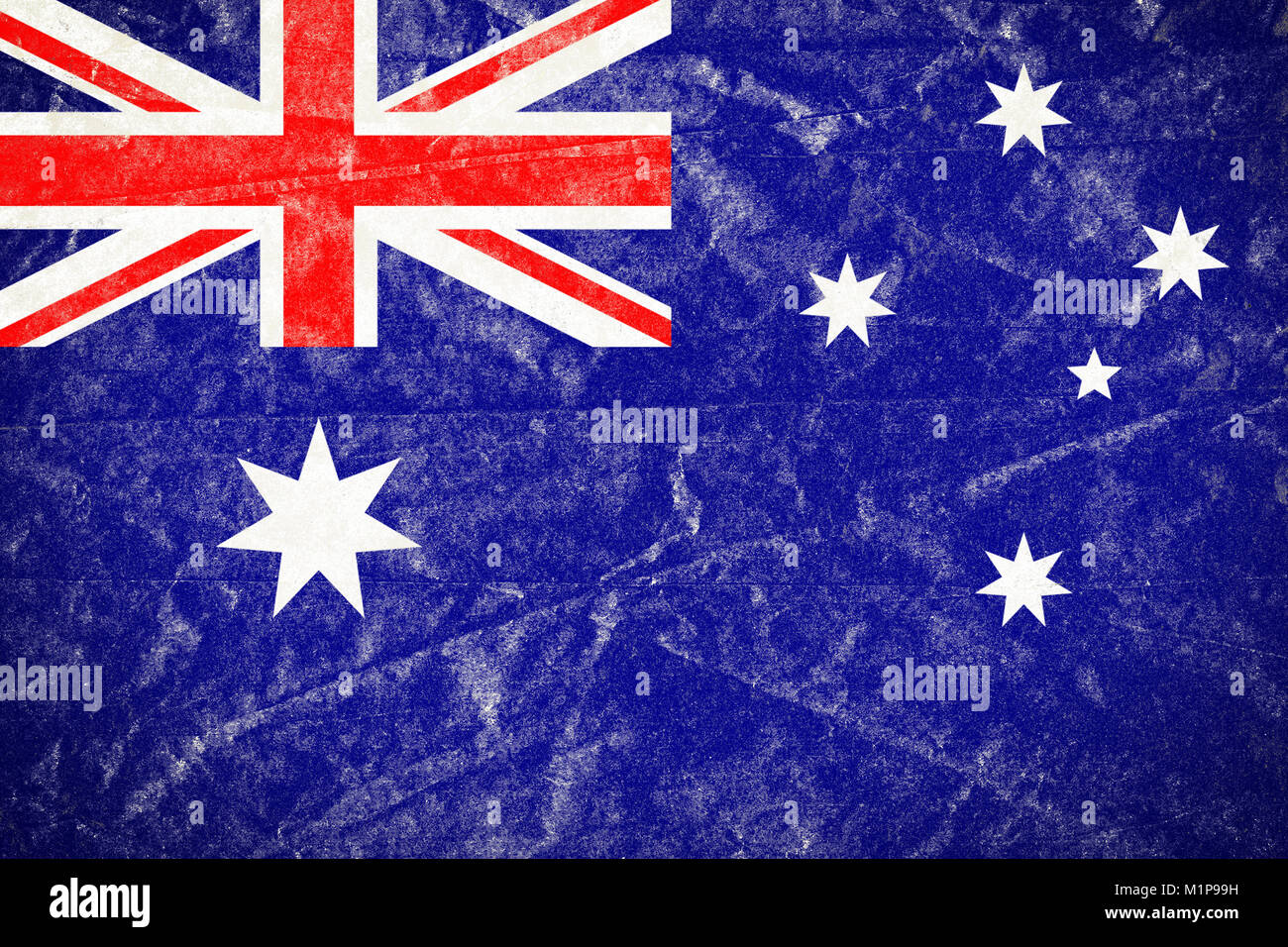 Ilustración realista de Australia bandera en roto, arrugado, sucio