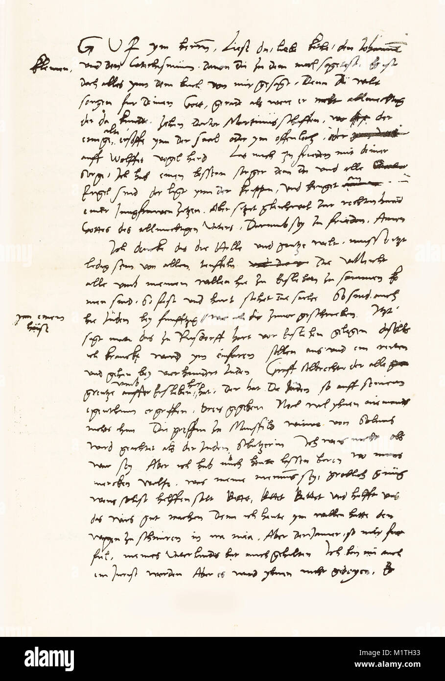 Primer semestre de un facsímile de una carta escrita de Lutero a su esposa el 7 de febrero de 1546. De la vida de Lutero por Kostlin, 1900 Foto de stock