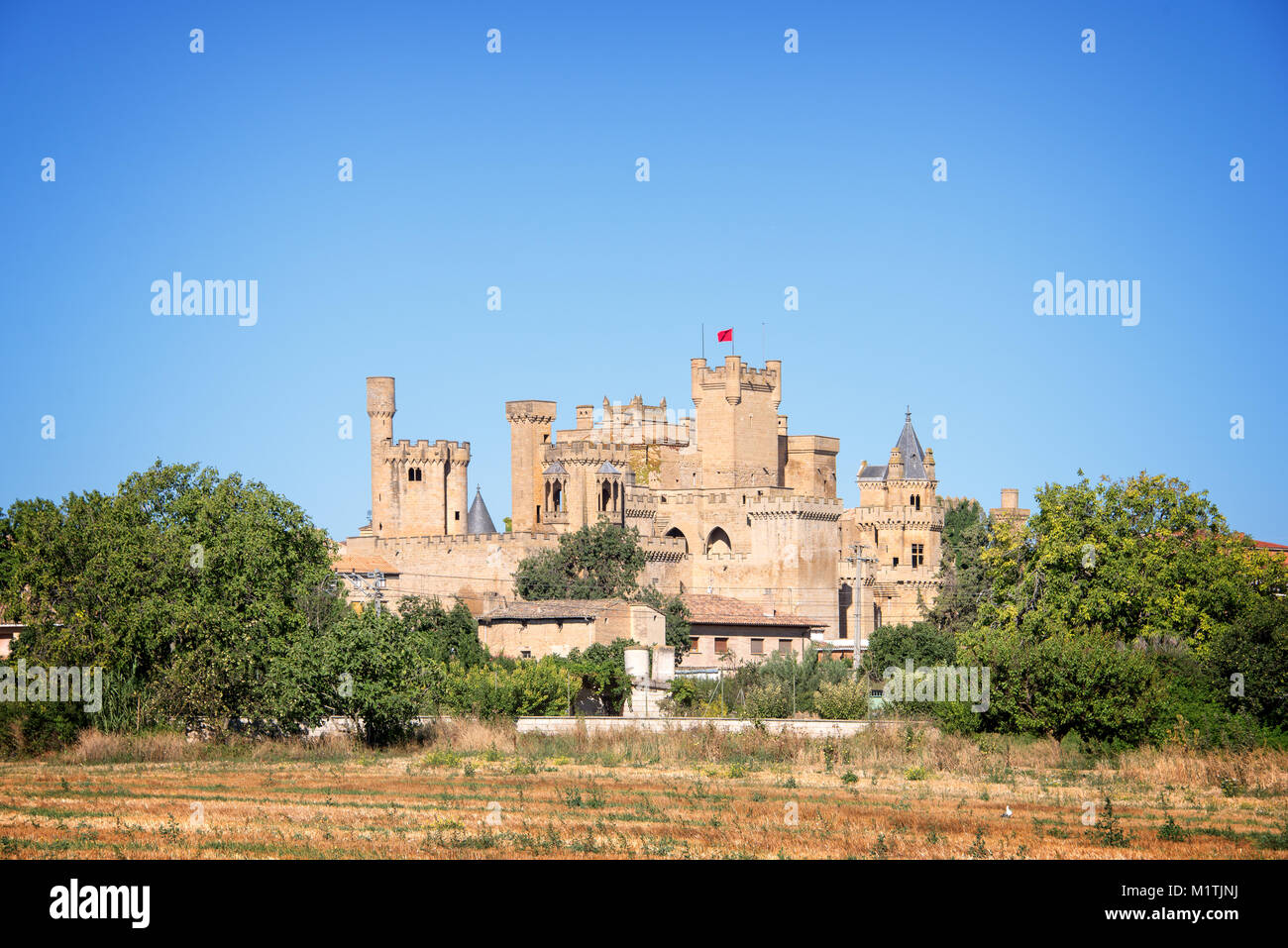 Castillo medieval de Olite en Navarra, España Foto de stock