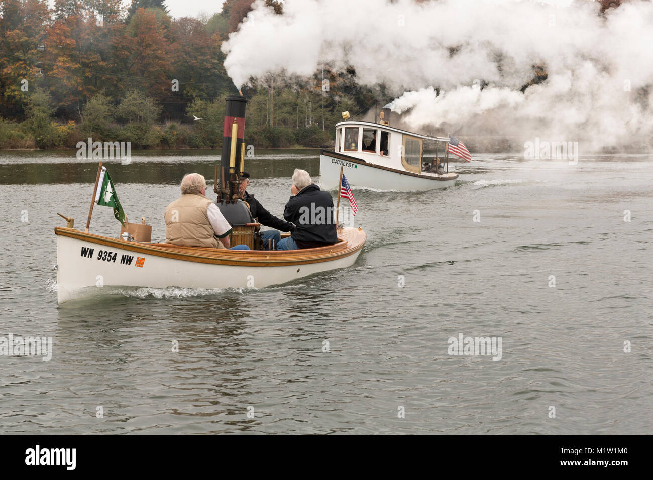 Estados Unidos, en Washington. Steamboat en el delta del río Snowqualmie Foto de stock