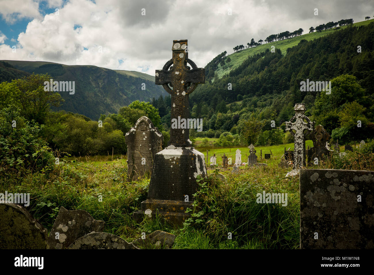 Cementerio en Glendalough, Irlanda Foto de stock
