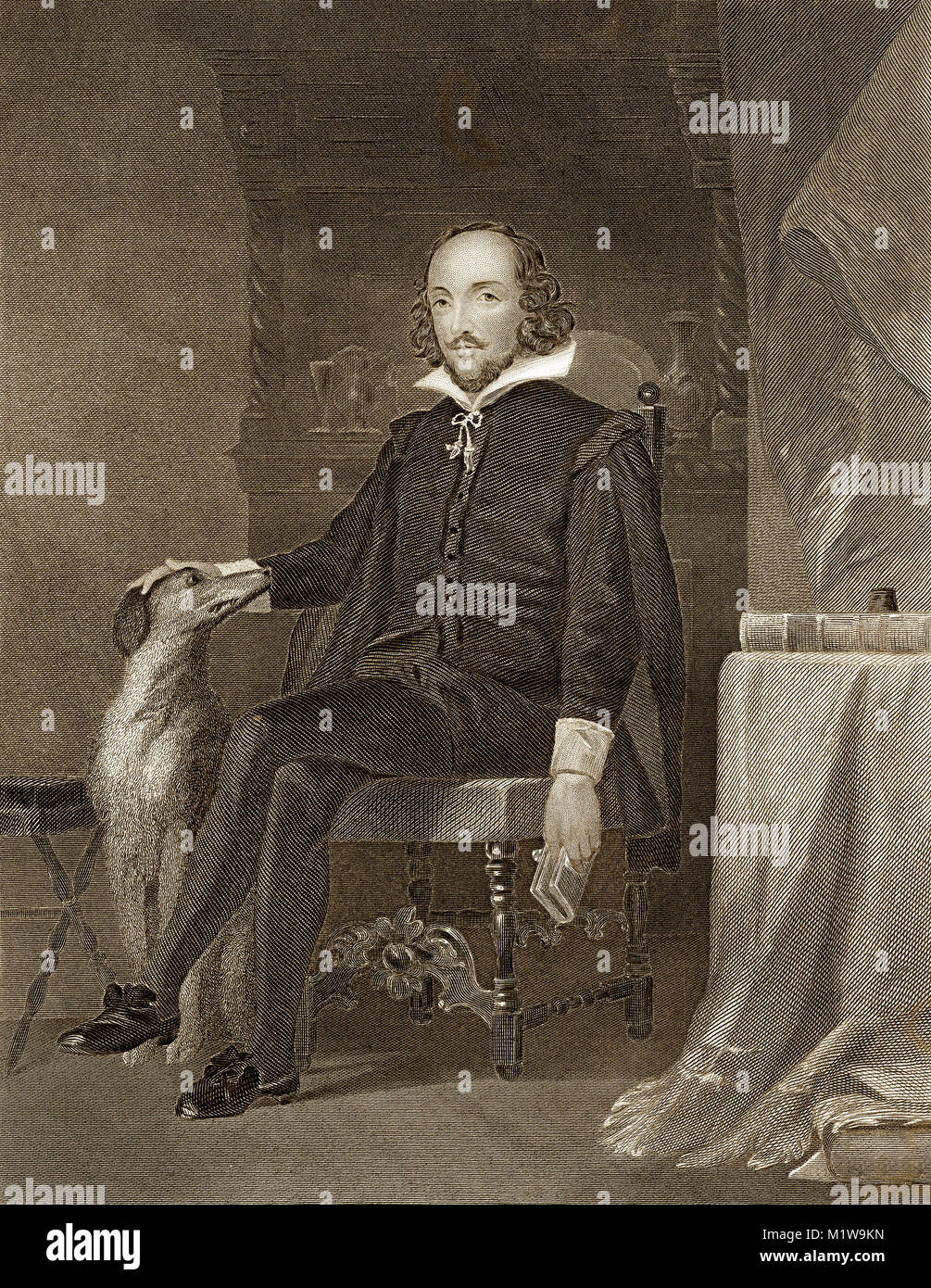 Grabado de William Shakespeare. Desde el Ilustrado obras completas de Shakespeare, 1878 Foto de stock