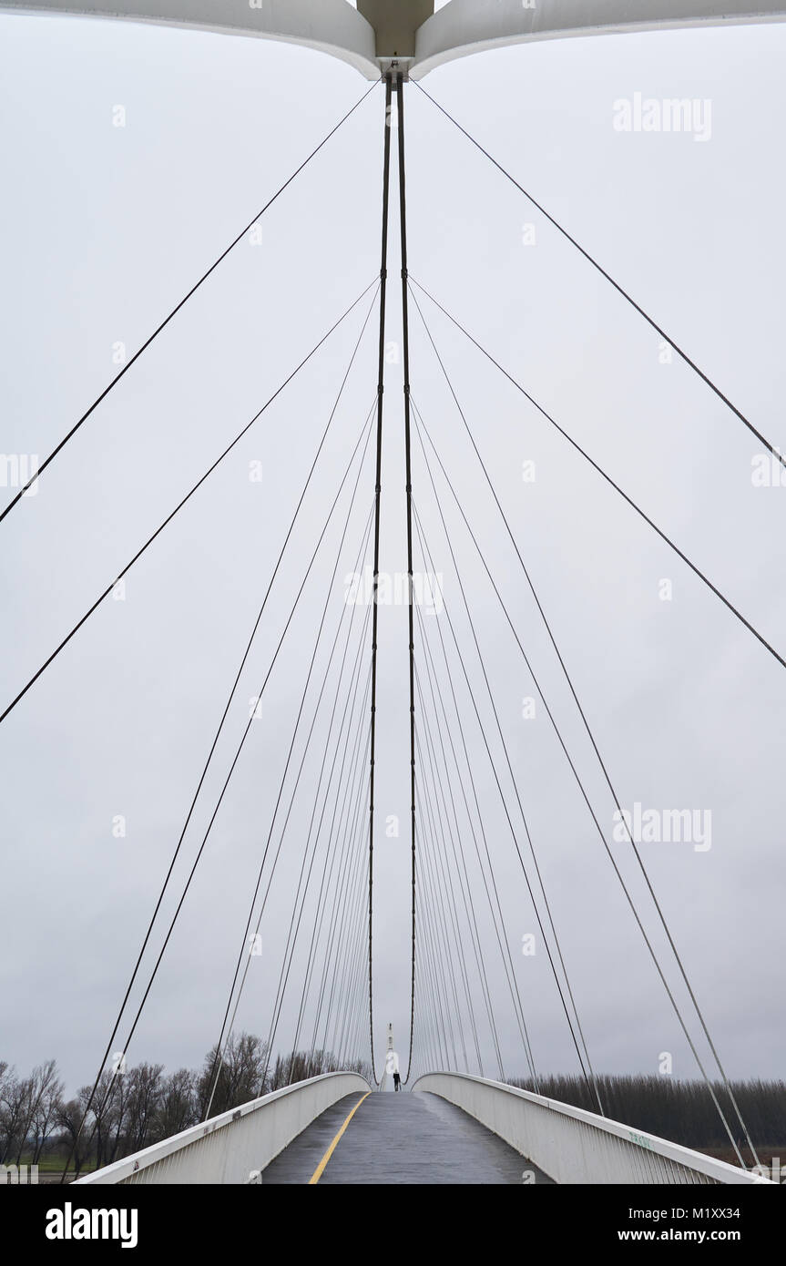 Puente Suspenson en la ciudad de Osijek. Foto de stock