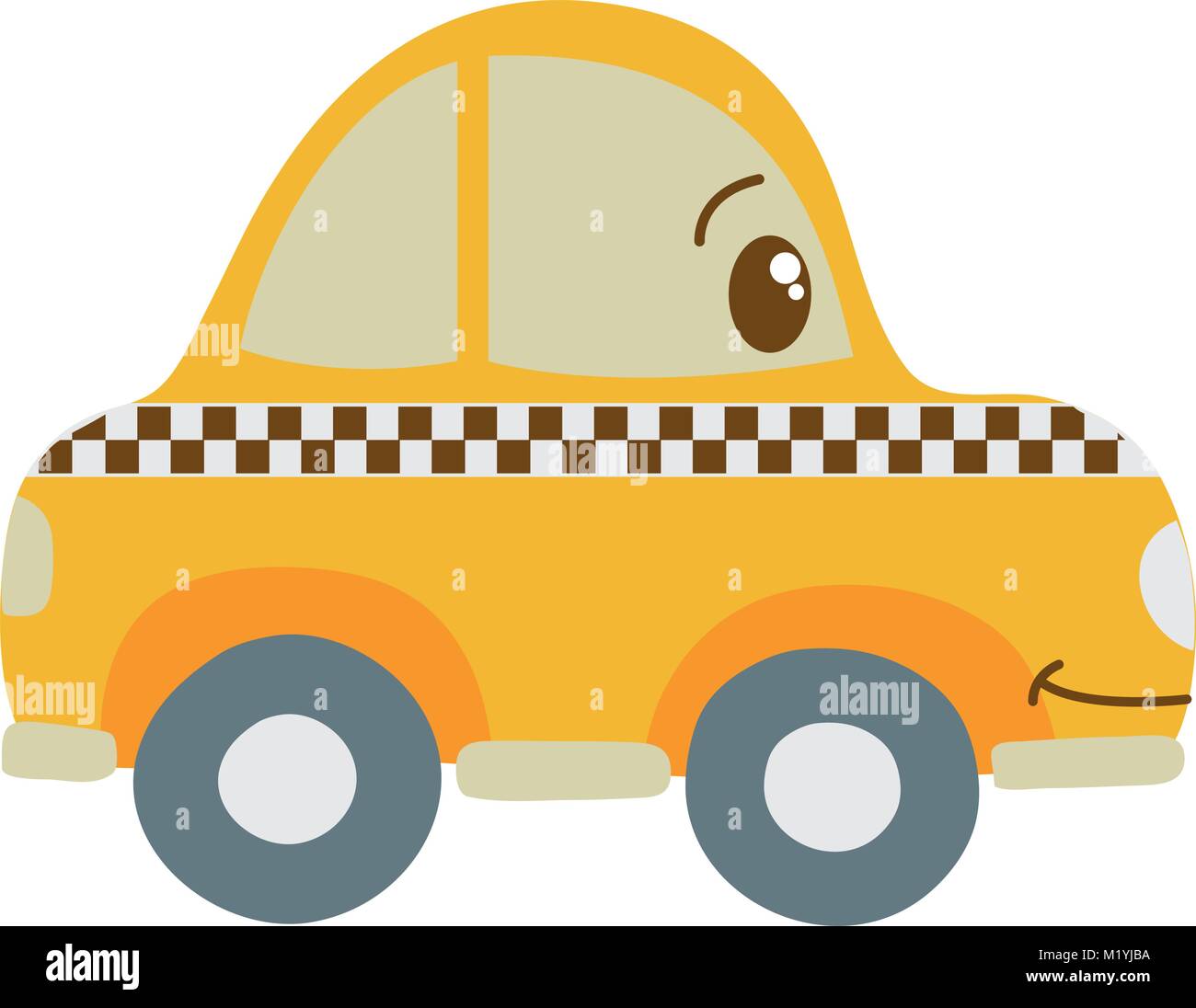 Colorido kawaii feliz taxi transporte en automóvil Imagen Vector de stock -  Alamy