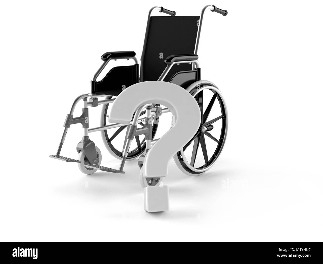 Silla de ruedas con signo de interrogación aislado sobre fondo blanco  Fotografía de stock - Alamy