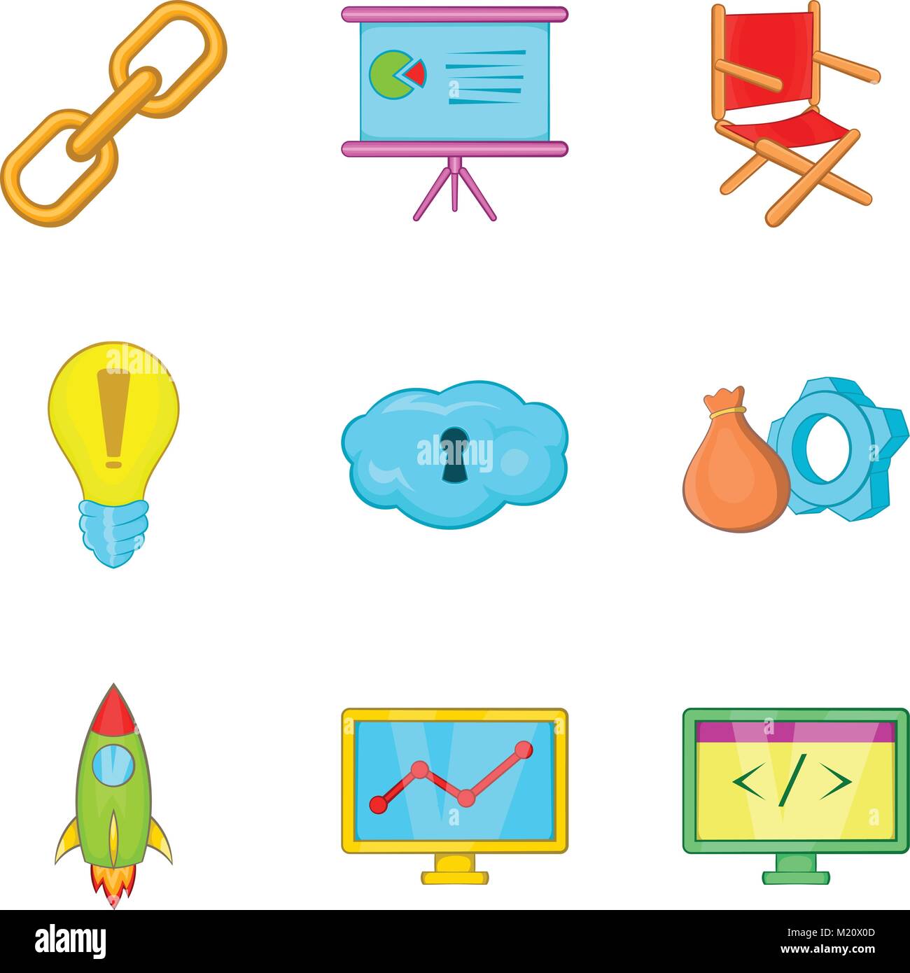 Iconos de administración conjunto, estilo de dibujos animados Imagen Vector  de stock - Alamy