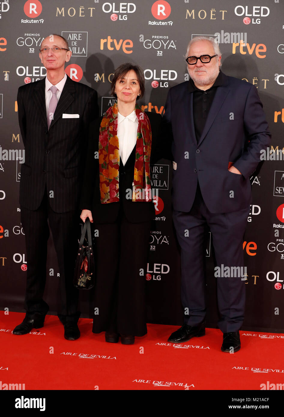 En photocall durante el 32th Anual de Premios Goya de cine en Madrid, el sábado 3 de febrero, 2018. Foto de stock