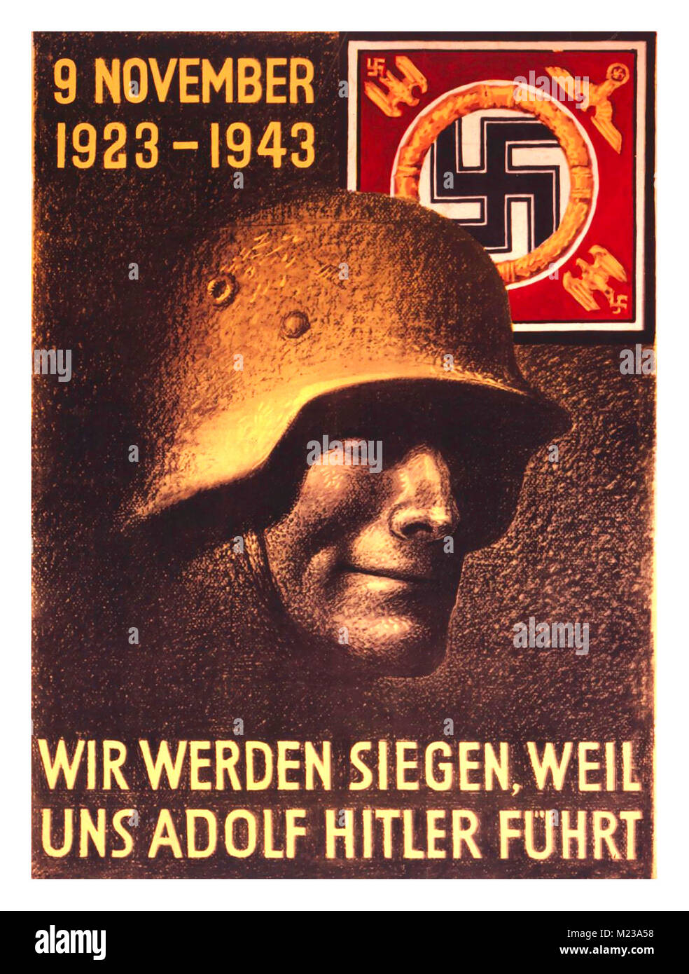 Póster de propaganda nazi de la Segunda Guerra Mundial de 1940 con un  soldado alemán Wehrmacht 