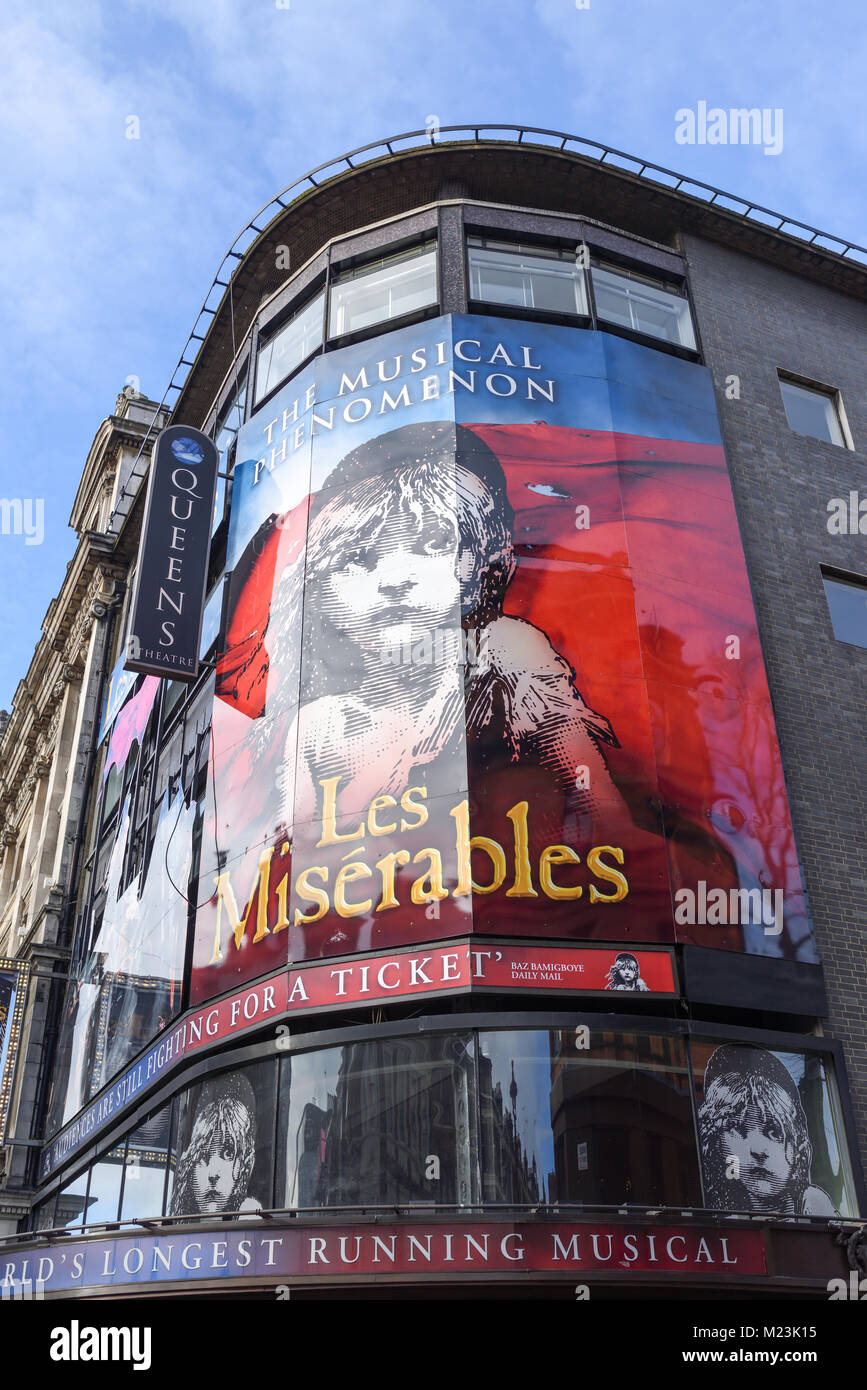 Musical Los Miserables, mostrando en el Queens Theatre de Londres,Reino Unido. Foto de stock