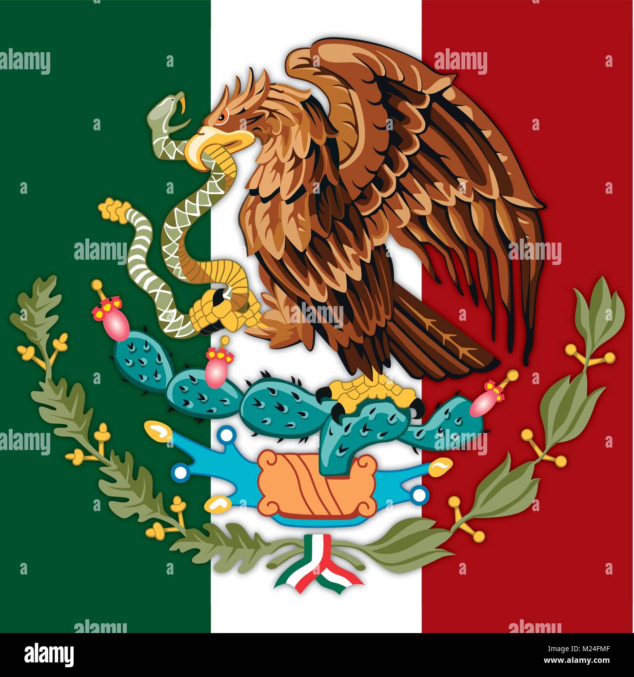 Mexico El Escudo Y La Bandera Simbolo Oficial De La Nacion Imagen Vector De Stock Alamy