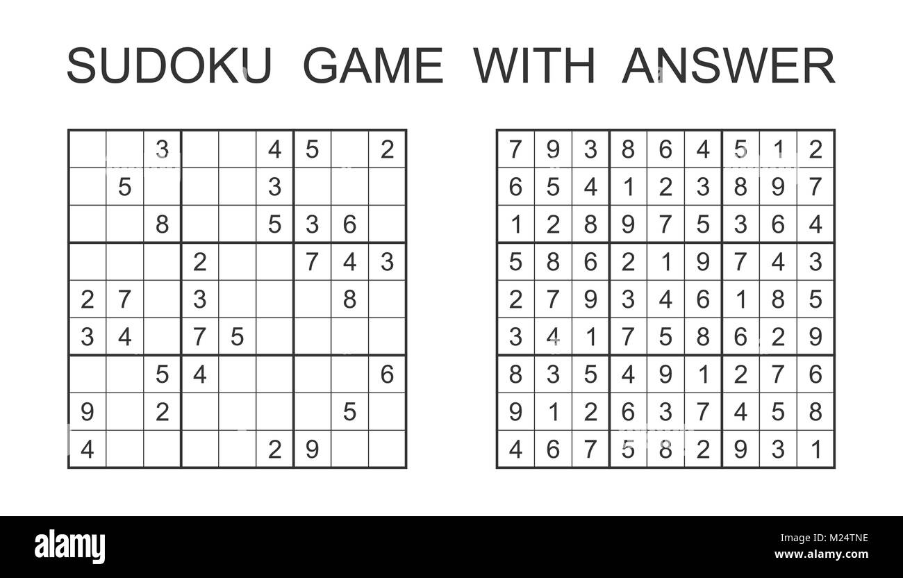 carro Tecnología Comorama Juego Sudoku con respuesta. Juego de puzzle de vectores con números para  niños y adultos. Ilustración sobre fondo blanco Imagen Vector de stock -  Alamy
