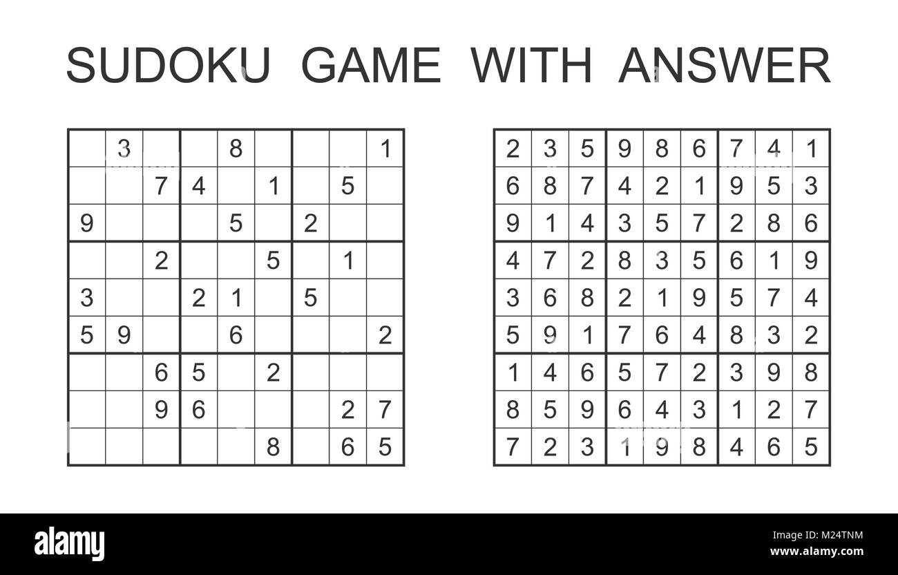 Juego Sudoku Juego de puzzle de vectores con números para niños y adultos. Ilustración sobre blanco Imagen Vector de stock - Alamy