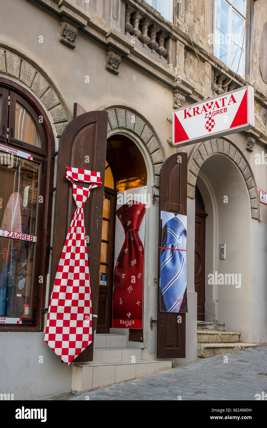 Amarre Kravata shop en Zagreb, Croacia. Croacia es la patria de la primera corbata como procede de cravat desgastadas por 17th-century soldados croatas. Foto de stock