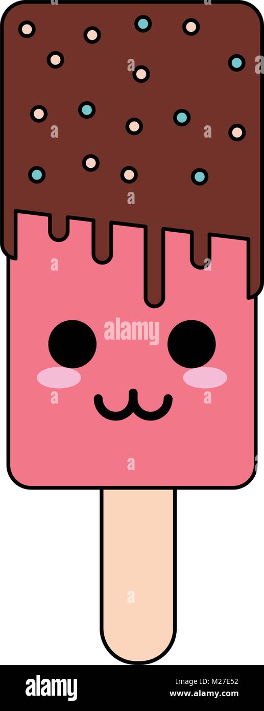 Paletas de helados kawaii cute cartoon Imagen Vector de stock - Alamy