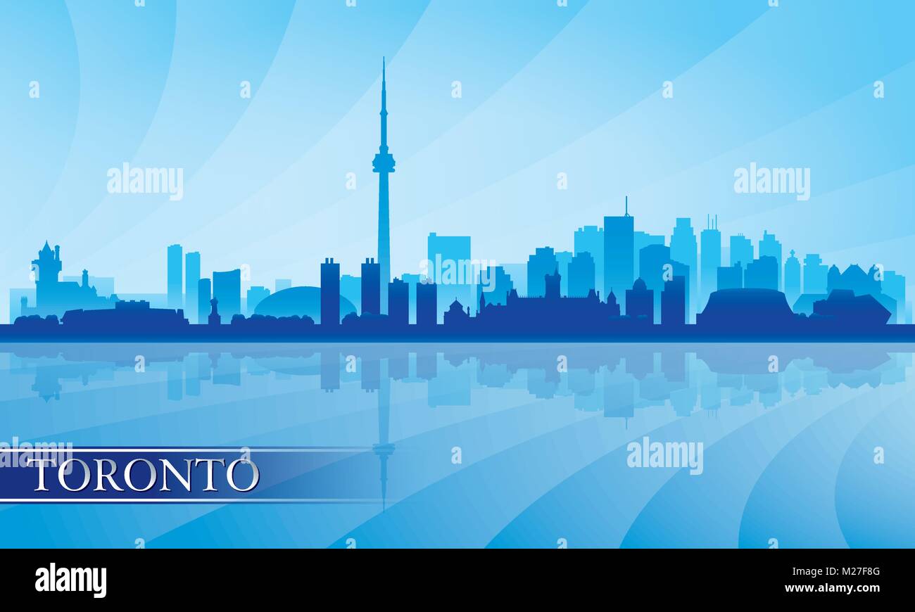 Horizonte de la ciudad de Toronto silueta antecedentes, ilustración vectorial Ilustración del Vector