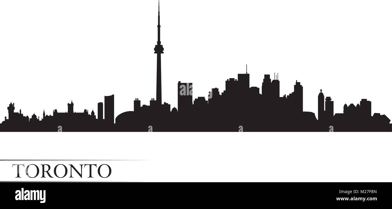 Horizonte de la ciudad de Toronto silueta antecedentes, ilustración vectorial Ilustración del Vector