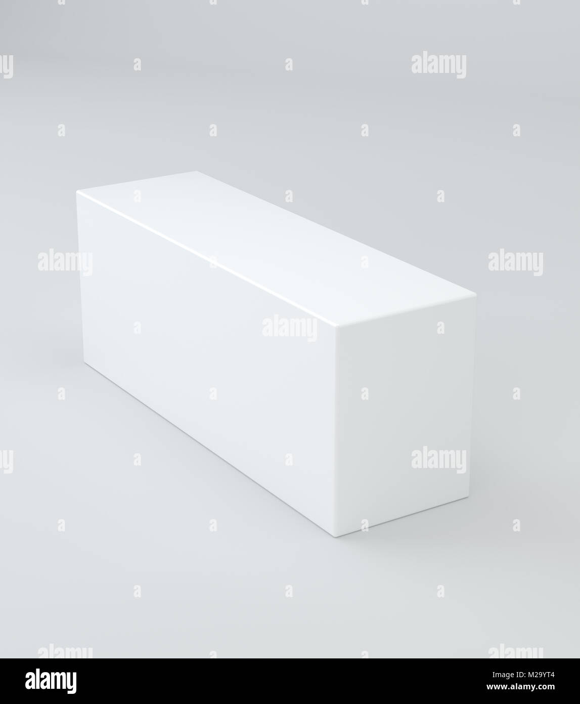 Cubo blanco producto de papel de embalaje caja de cartón. Ilustración 3d Foto de stock
