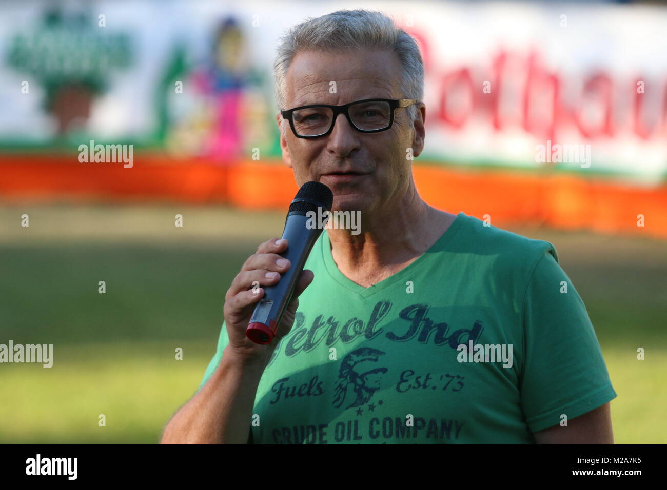 Moderador Wolfi Hostmann, Nationen Juegos - FIS Sommer Grand Prix Foto de stock