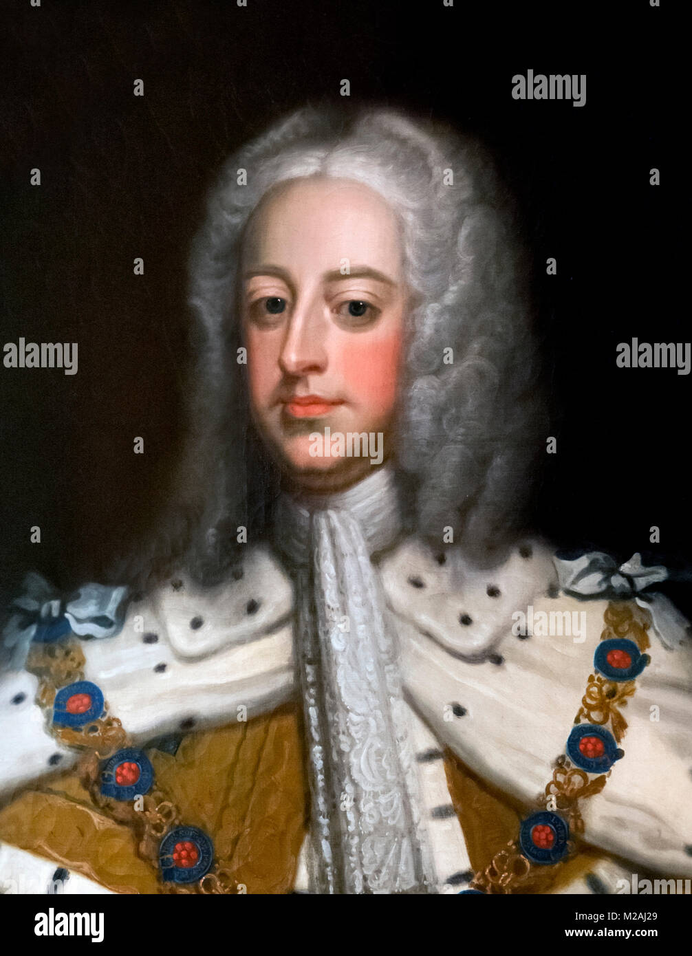 George II. Retrato del Rey Jorge II de Gran Bretaña por artista desconocido, óleo sobre lienzo, 1740-50 Foto de stock