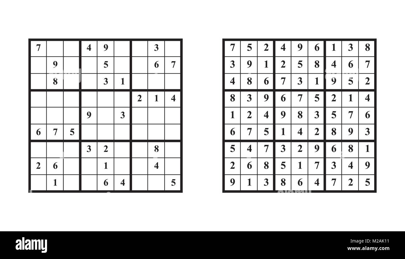 Juego Sudoku con respuesta. Juego de puzzle de vectores con números para  niños y adultos. Ilustración sobre fondo blanco Imagen Vector de stock -  Alamy