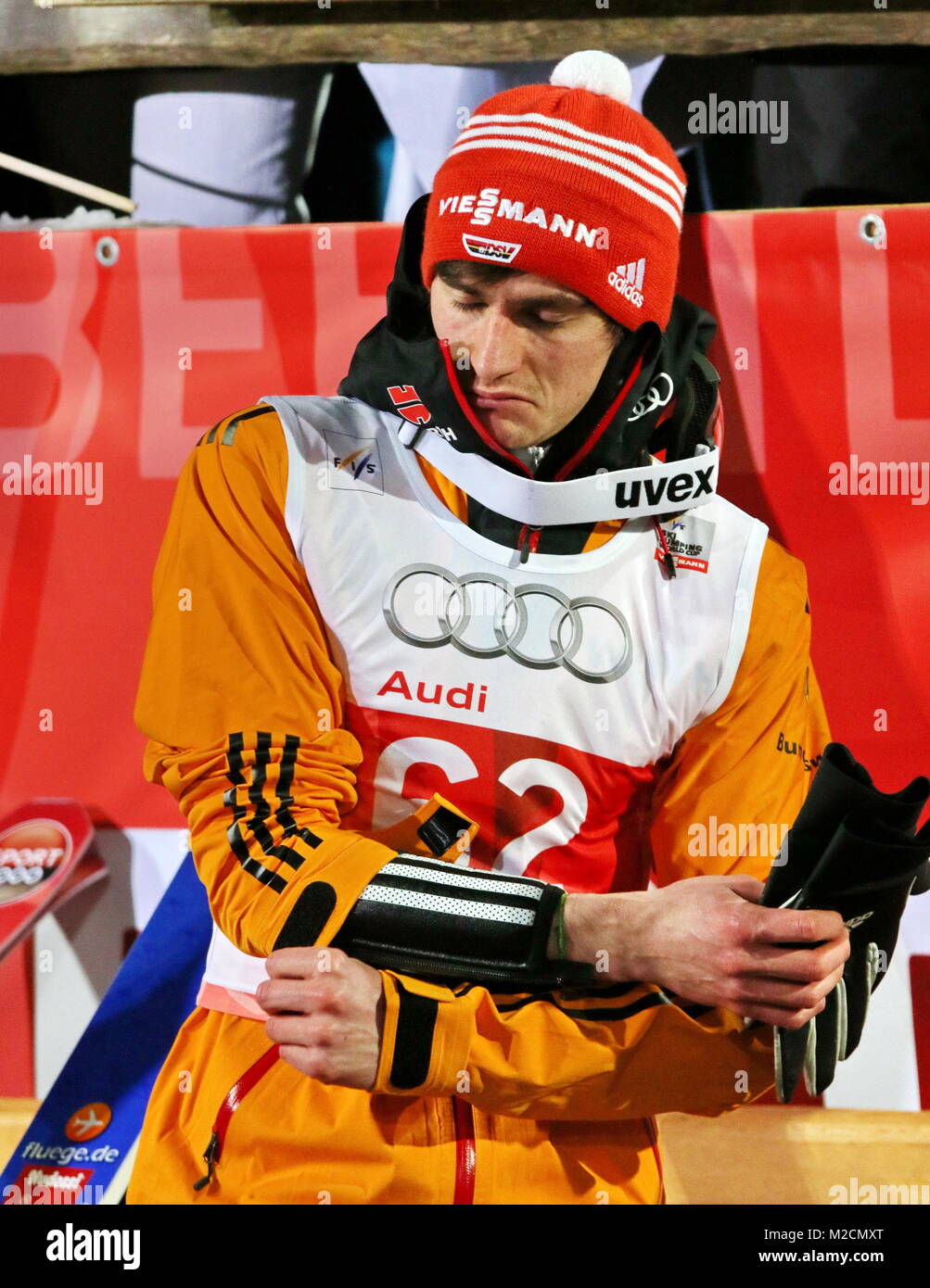 Richard Freitag, Skispringer, Qualfikation für 63. Vierschanzentournee Auftaktspringen Oberstdorf Foto de stock