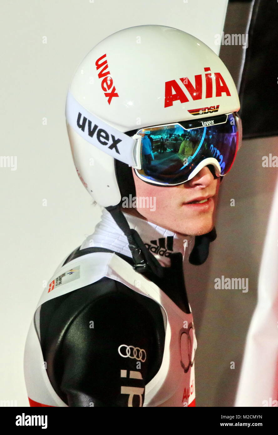 Marinus Skispringer Kraus bei der Qualifikation für 63. Vierschanzentournee Auftaktspringen Oberstdorf Foto de stock