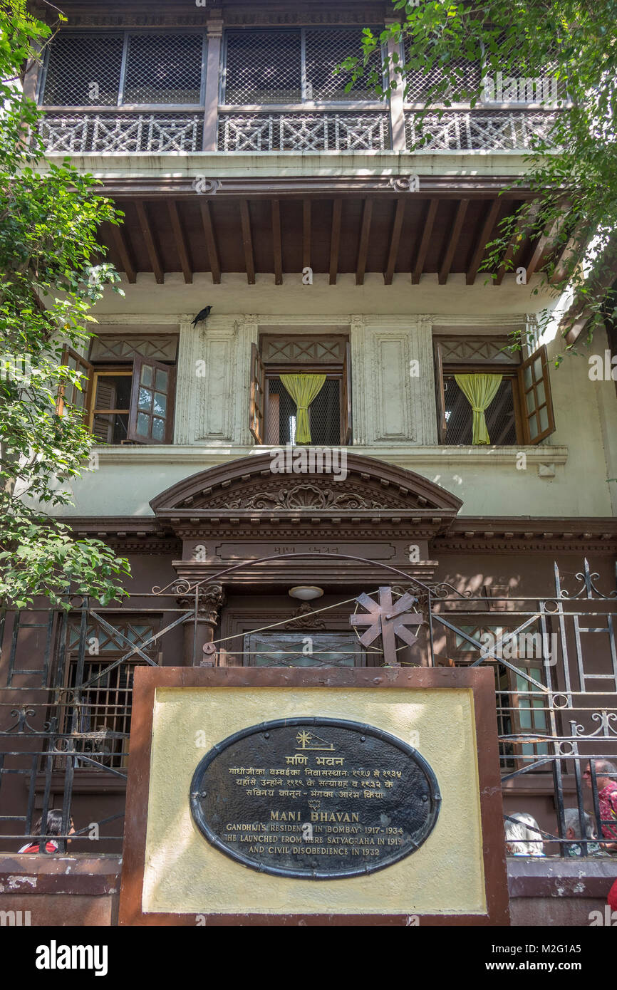 Mumbai, Maharashtra, India, Mani Bhavan, Gandhi de la casa Foto de stock