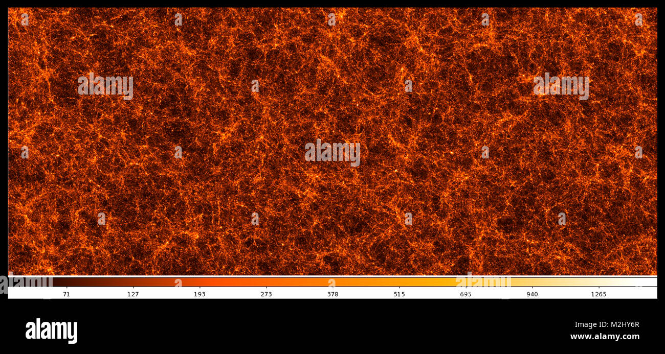 Distribución de materia oscura, Simulación Trillion-Particle Foto de stock