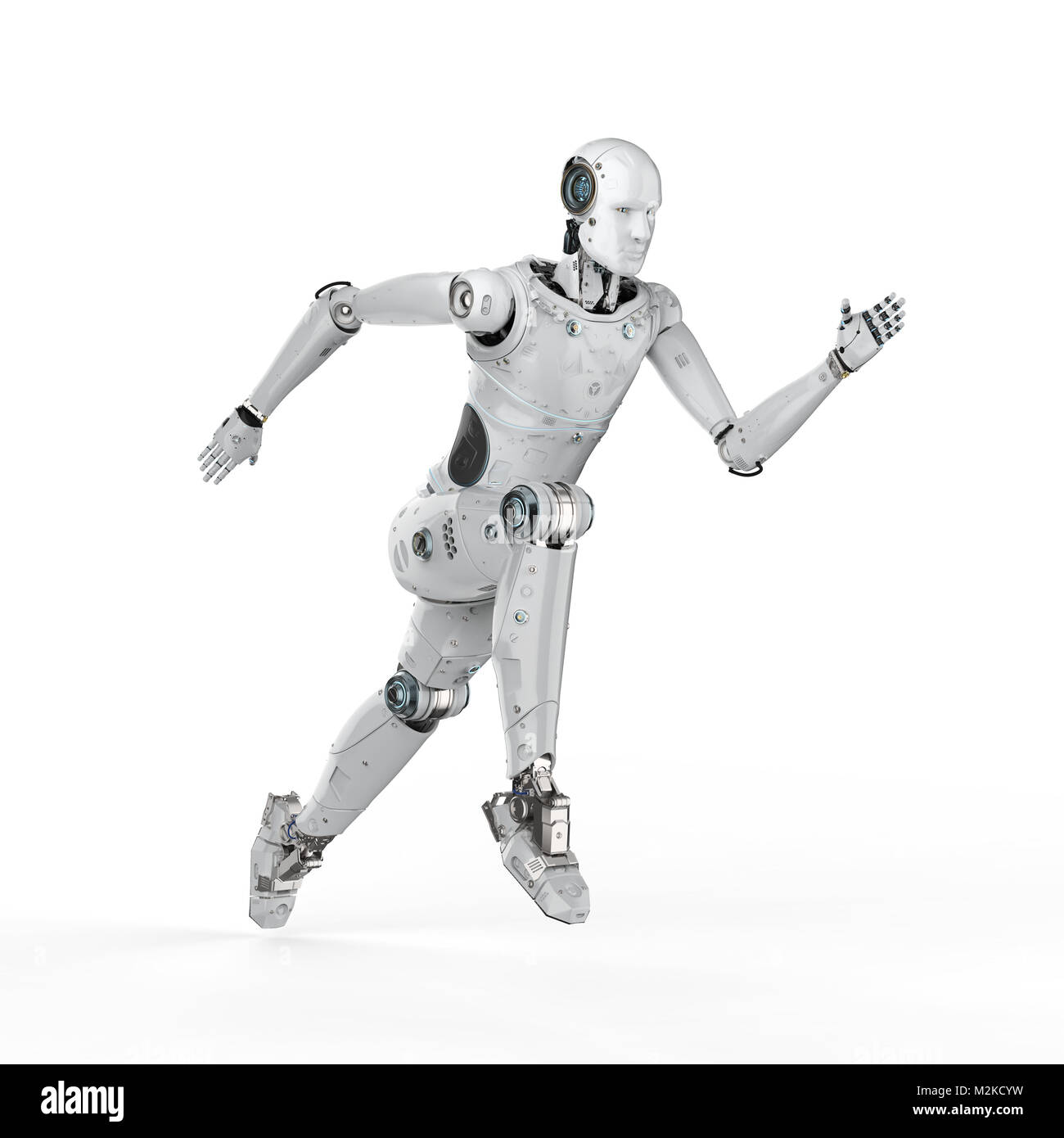 3D rendering robot humanoide corriendo o saltando sobre fondo blanco  Fotografía de stock - Alamy