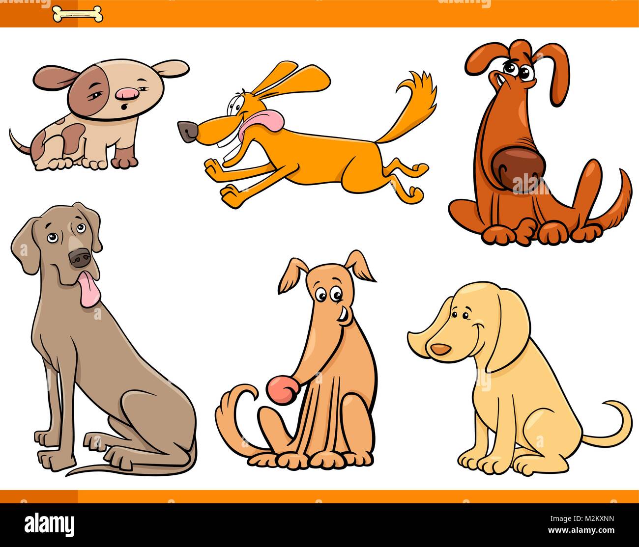 Ilustración de dibujos animados de perros divertidos personajes de animales  establecido Imagen Vector de stock - Alamy
