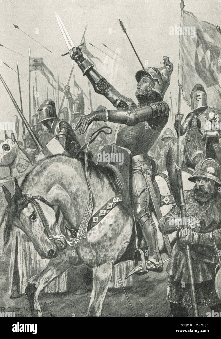 La muerte de Hotspur, La Batalla de Shrewsbury, 21 de julio de 1403. Ejército rebelde liderado por Henry Percy AKA Harry Hotspur. Foto de stock