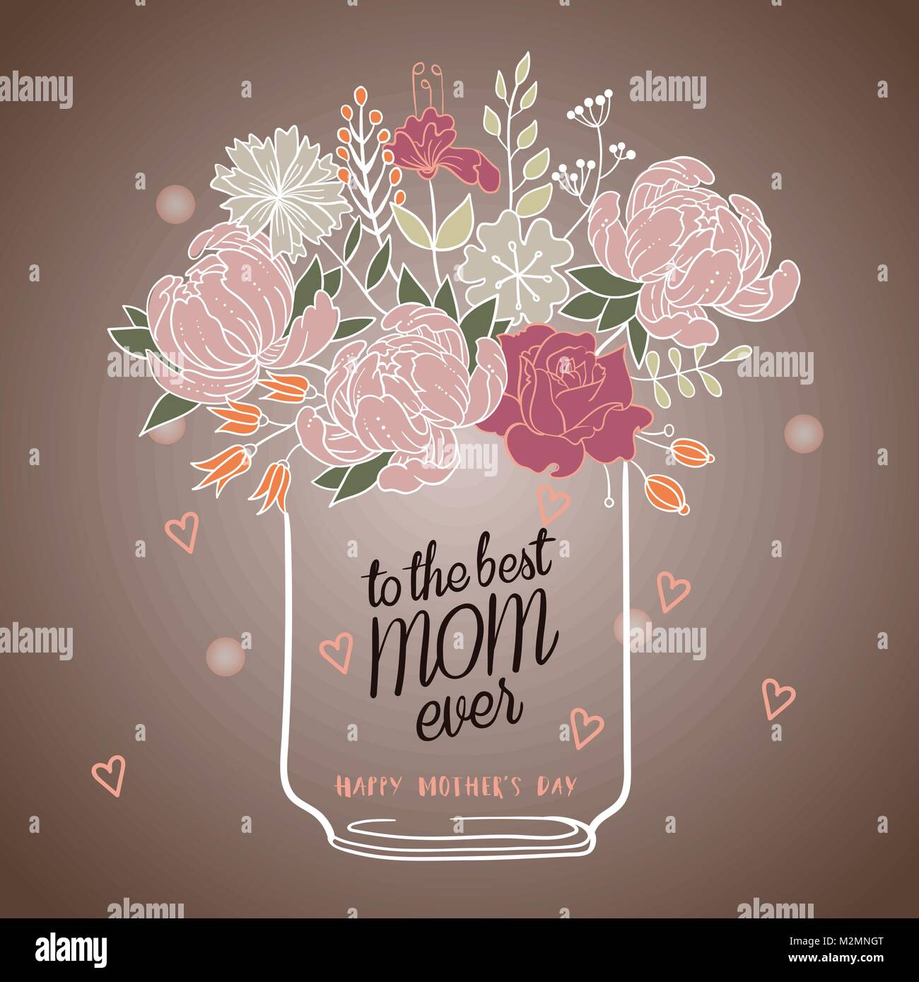 Tarjeta Vintage En Colores Pastel Con Flores Y Adornos Sepia Fondo Rosa Para El Dia De La Madre Imagen Vector De Stock Alamy