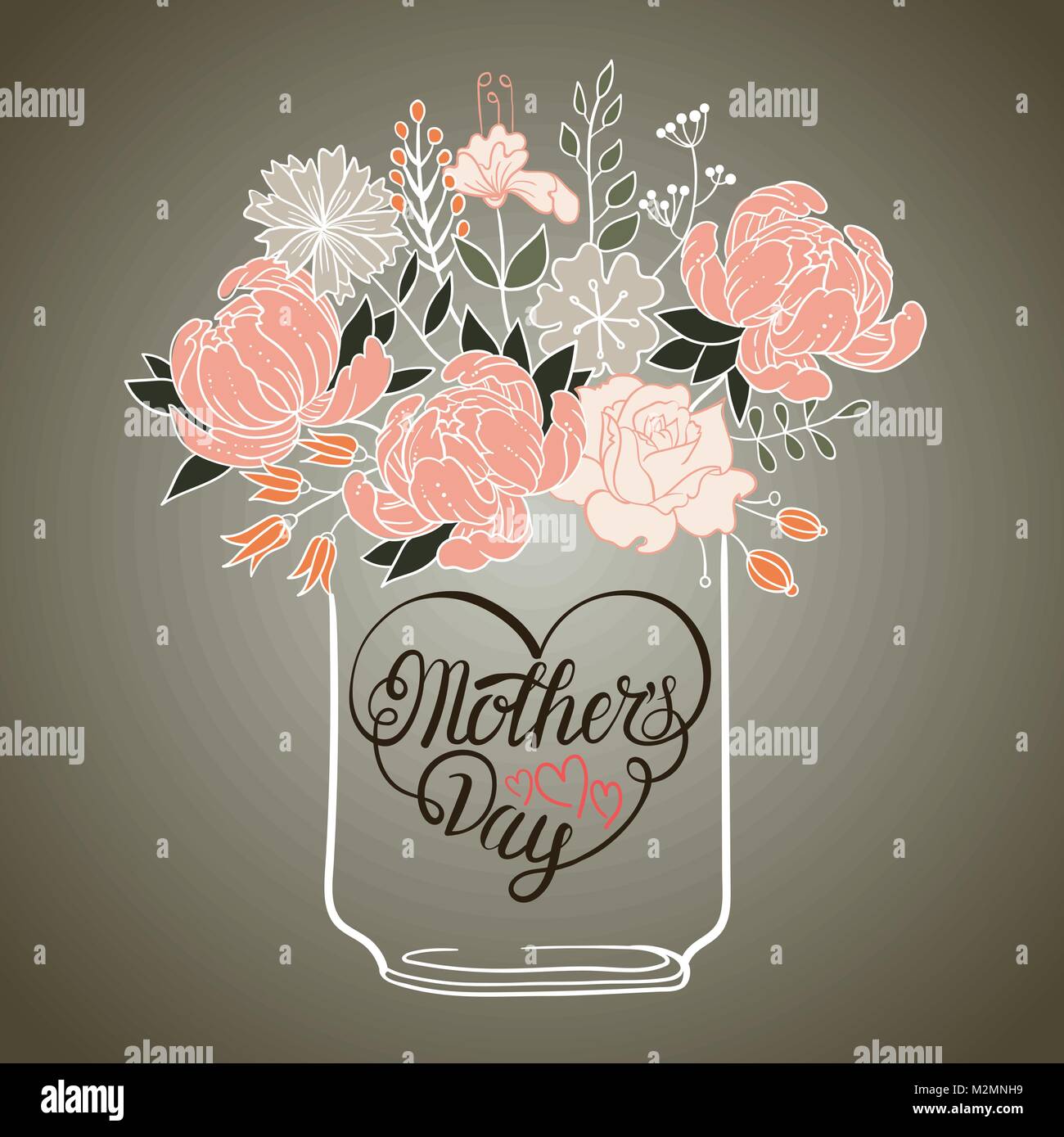 Tarjeta vintage en colores pastel con flores y adornos sepia fondo gris para el día de la madre Imagen Vector de stock - Alamy Tarjeta vintage en colores pastel con flores y adornos sepia fondo gris para el día de la madre Imagen Vector de stock - Alamy