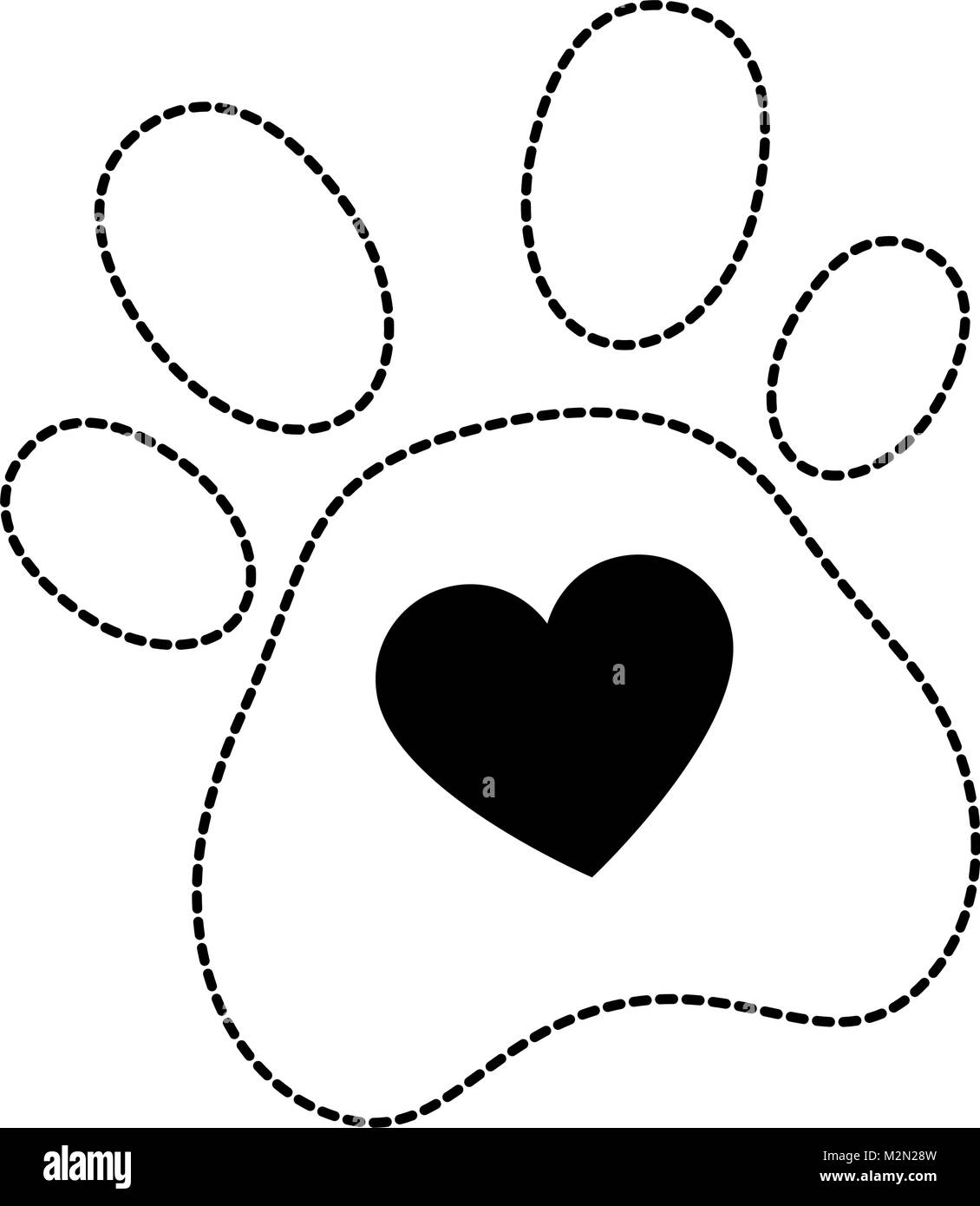 Huella de perro con corazón Imagen Vector de stock - Alamy