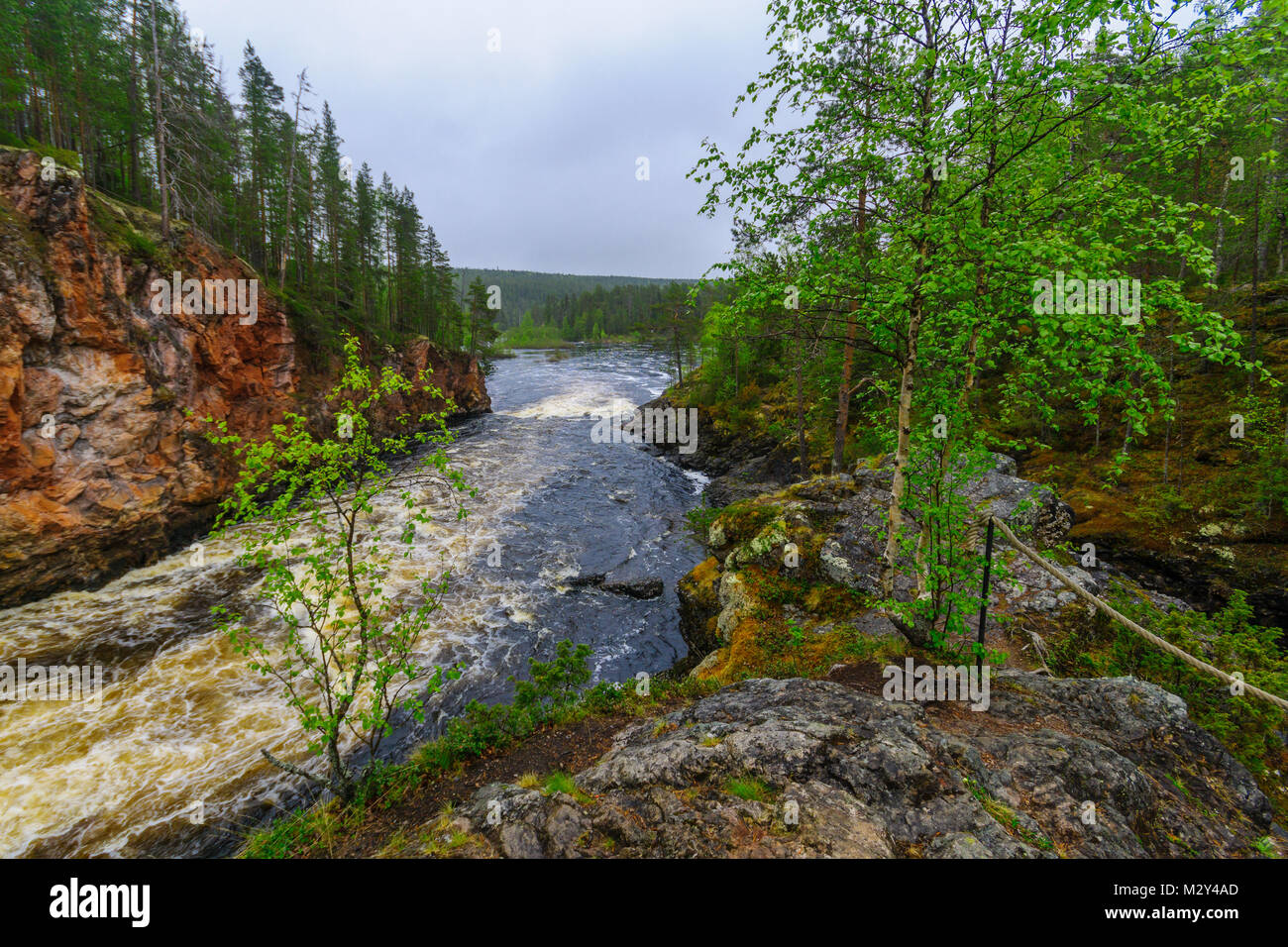 Vista de la Kiutakongas rapids en el Parque Nacional de Oulanka, Finlandia Foto de stock