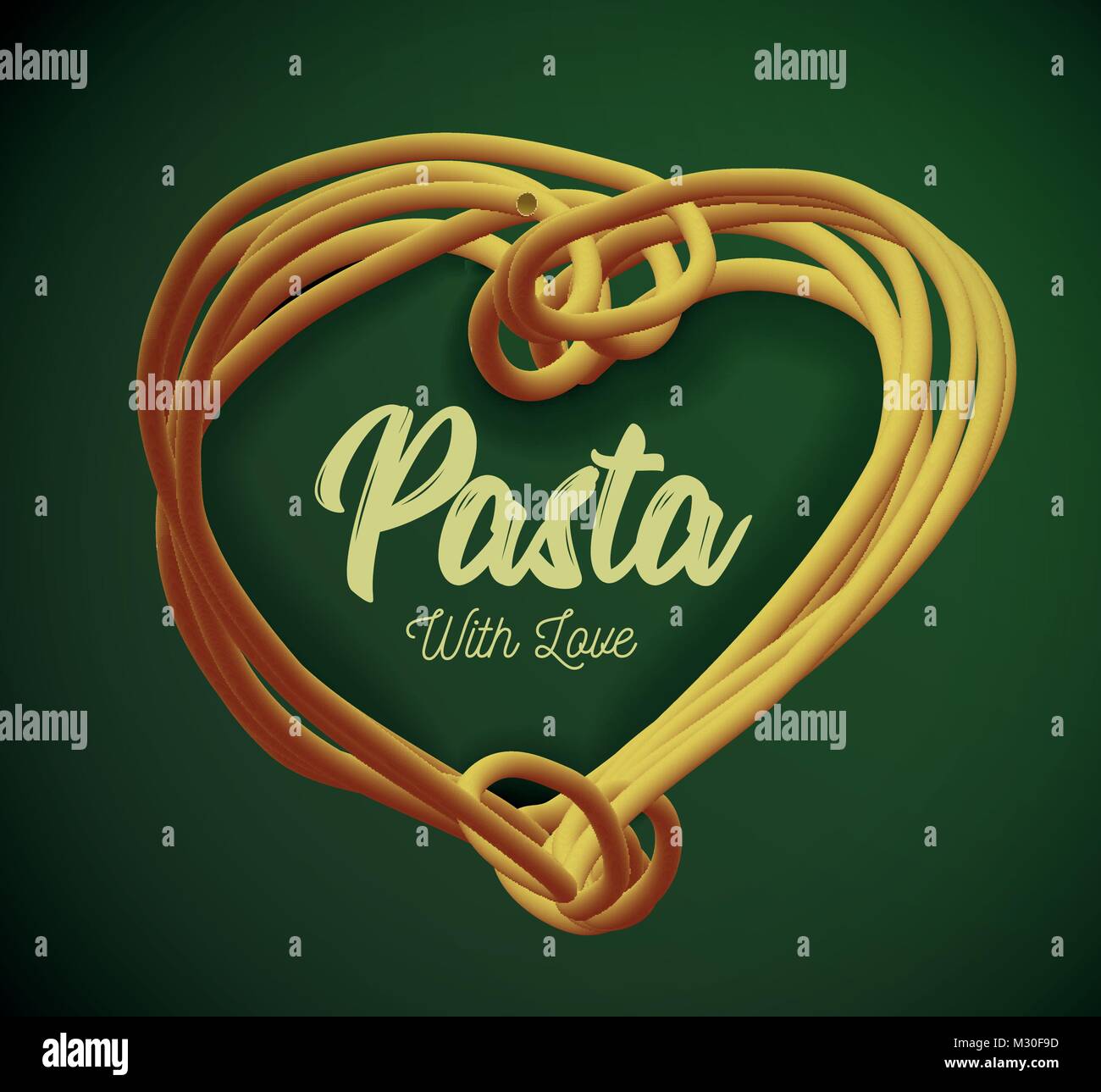 Pasta de vectores en forma de corazón. Plato tradicional de la cocina italiana Ilustración del Vector