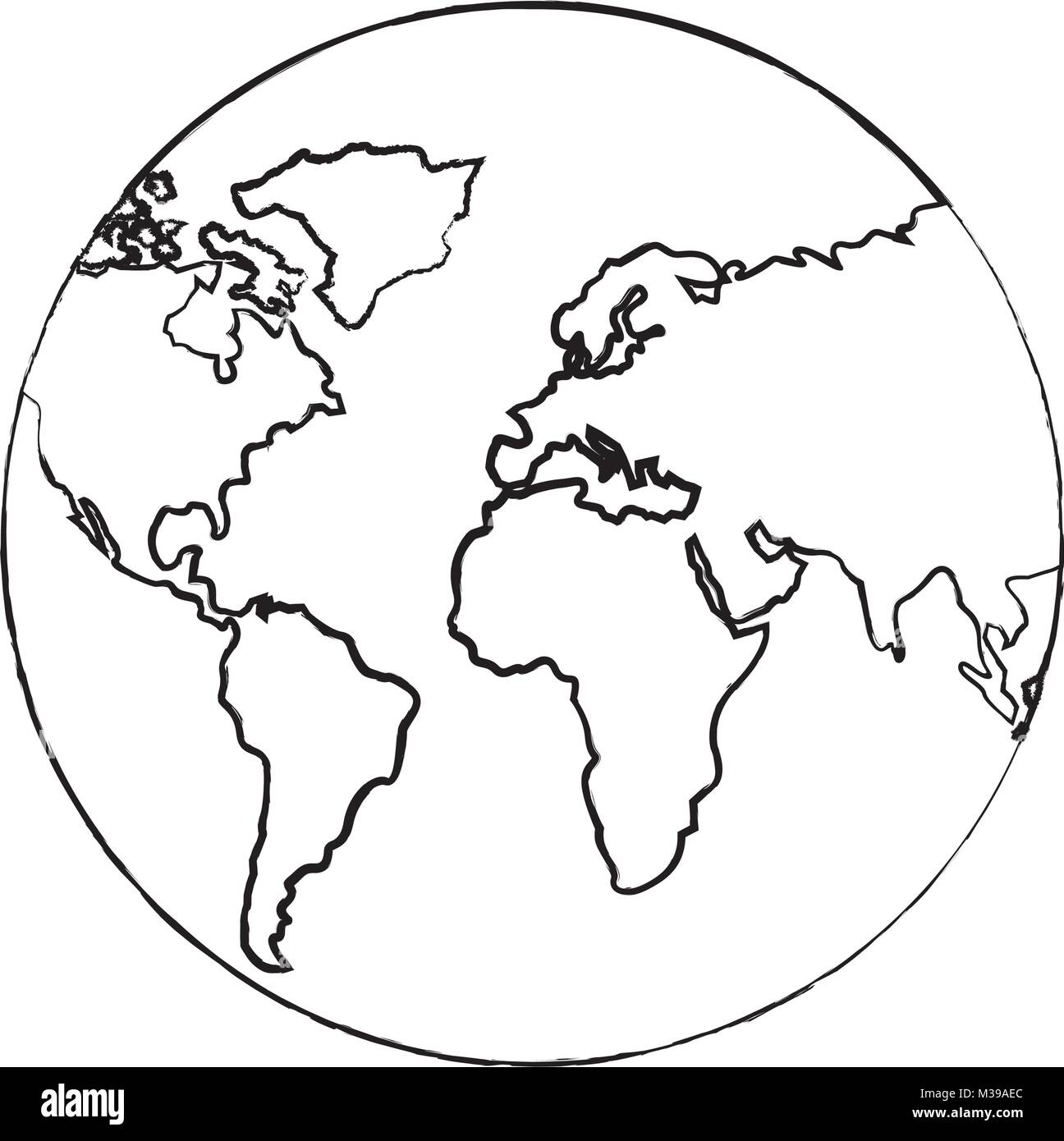 Planeta Tierra globo terráqueo icono de mapa Imagen Vector de stock - Alamy