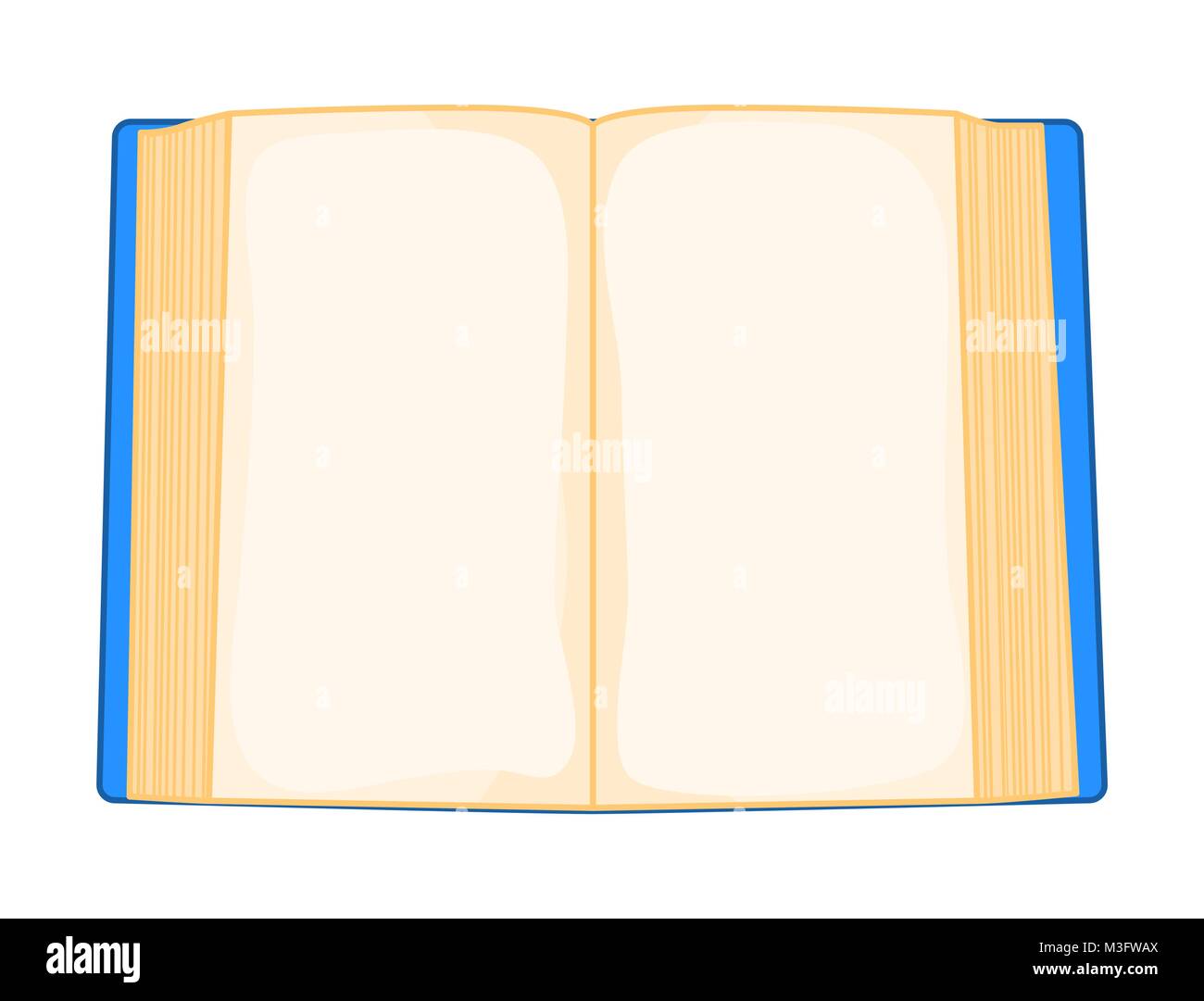Cartoon azul libro abierto aislado sobre fondo blanco. Ilustración del Vector