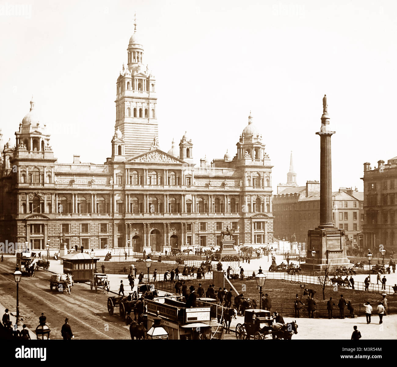 George Square, Glasgow, época victoriana Foto de stock