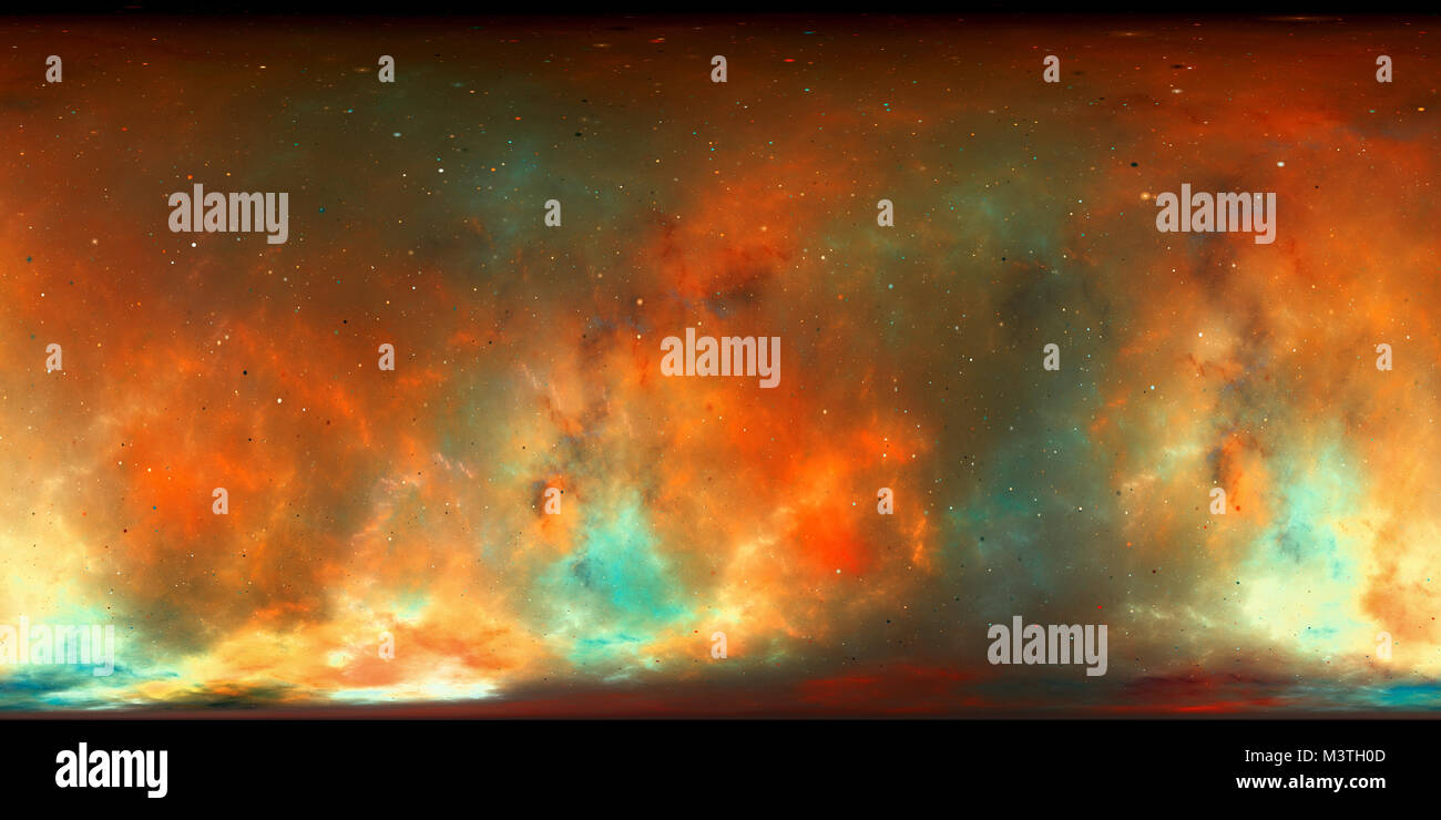 Nebula 360 grados VR panorama, resumen antecedentes generados por ordenador, 3D rendering Foto de stock