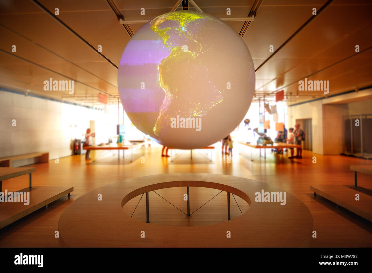 Sala de control mundial globe holograma planeta tierra modelo Foto de stock