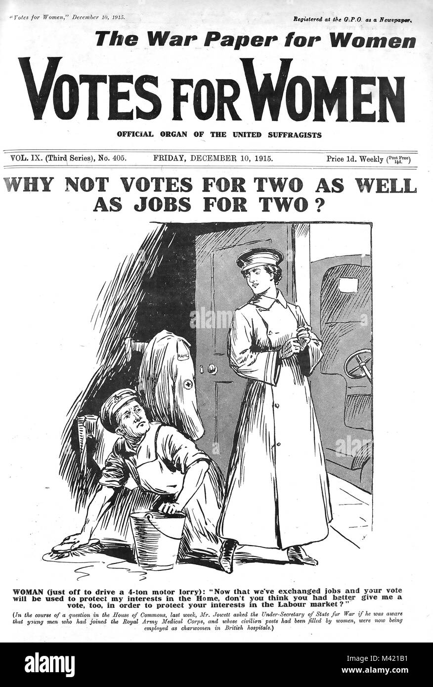 El voto de la mujer English Suffragette periódico el 10 de diciembre de 1915 Foto de stock